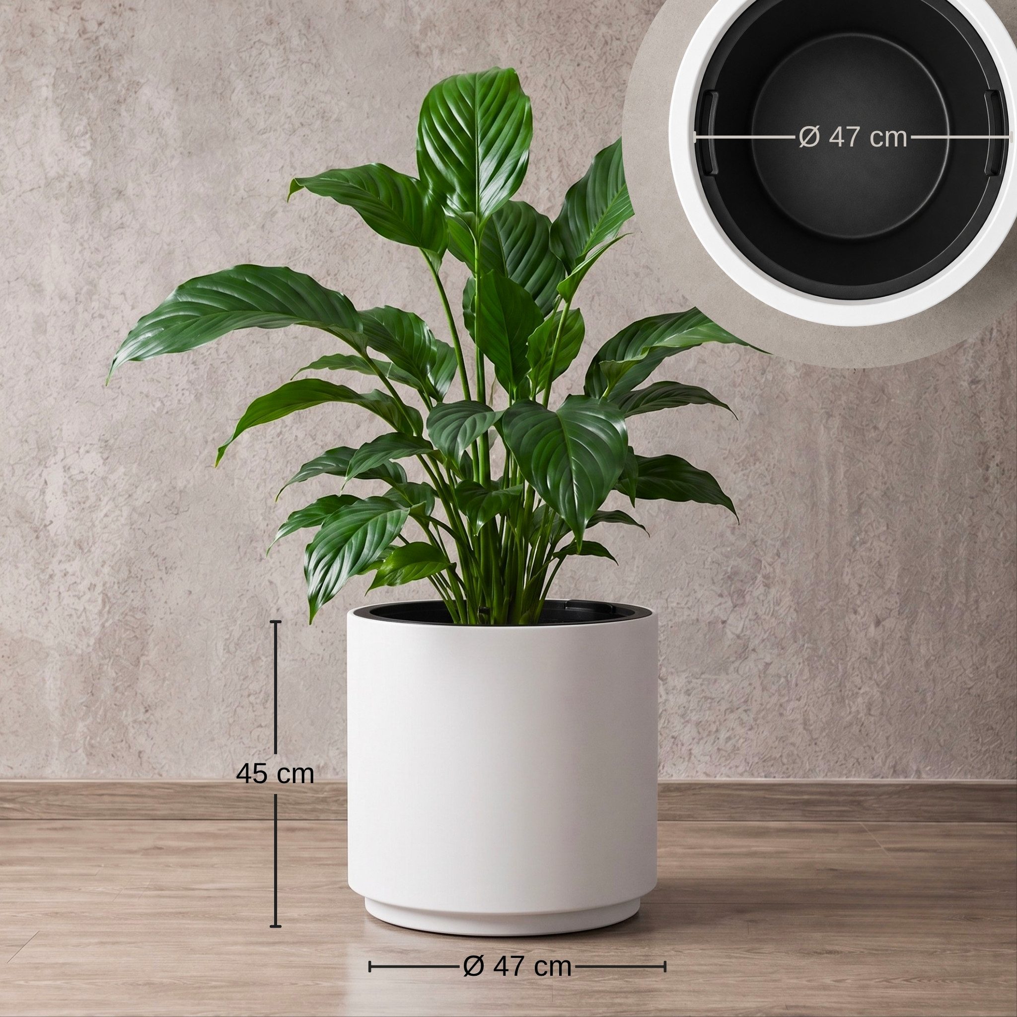 matches21 HOME & HOBBY Blumentopf Großer außen Blumentopf NIVO rund 47 x 45 cm weiß (2 St), Moderner Pflanztopf Outdoor Pflanzkübel wetterfest