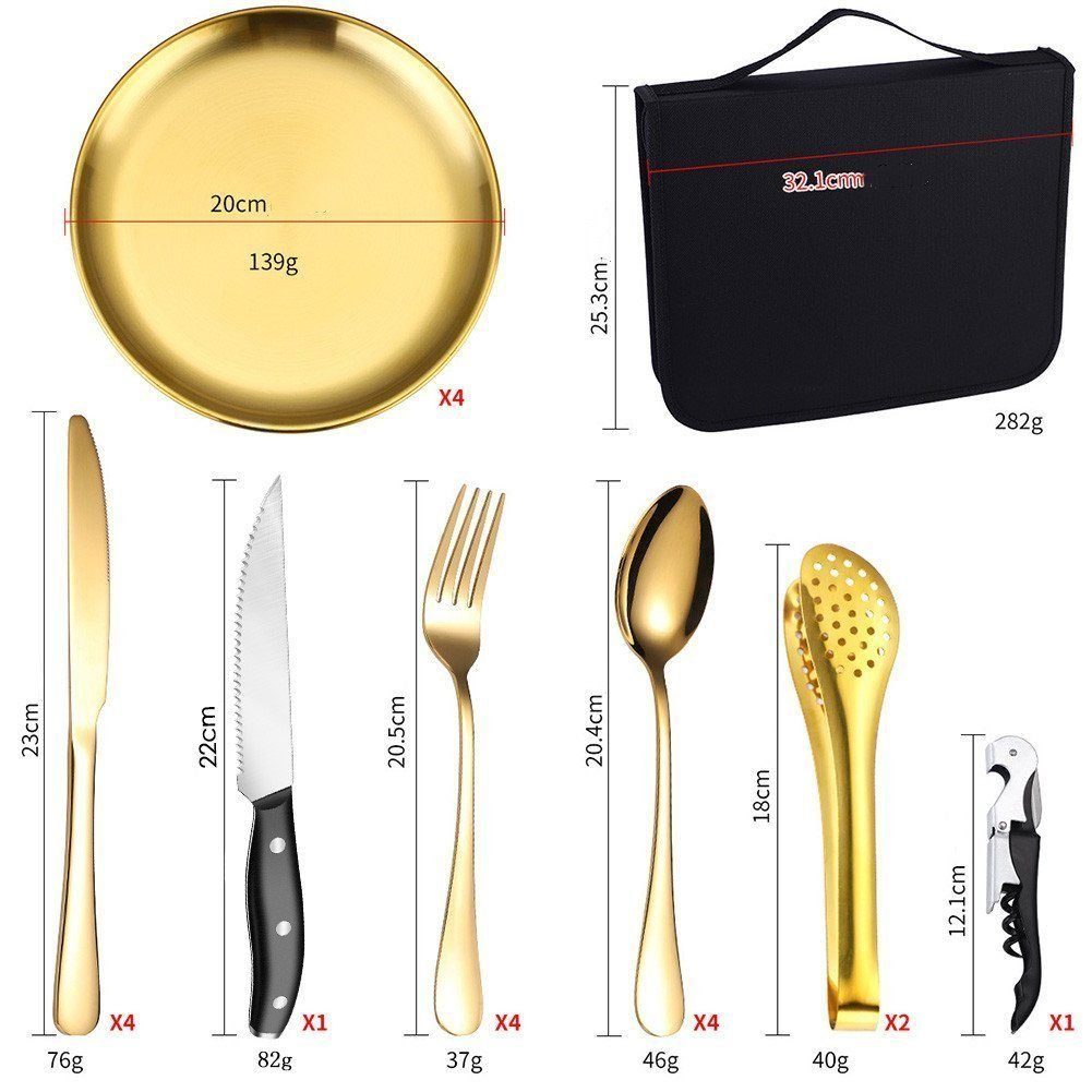 24-Teiliges Besteck-set für Besteck-Set Picknick Personen Camping Coisini 4