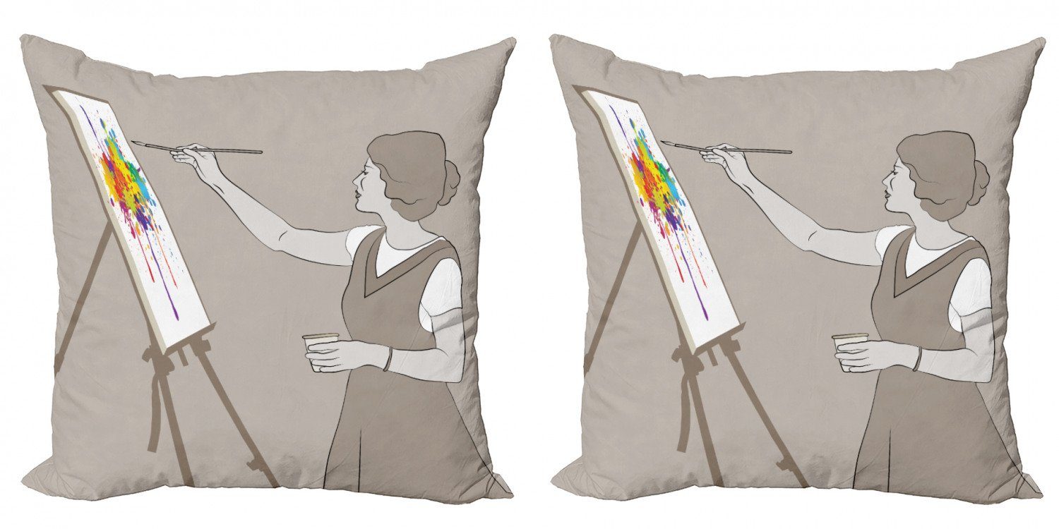 Digitaldruck, Leinwand Modern Lady Doppelseitiger Abakuhaus Accent (2 Kissenbezüge auf Stück), Kunst Malerei