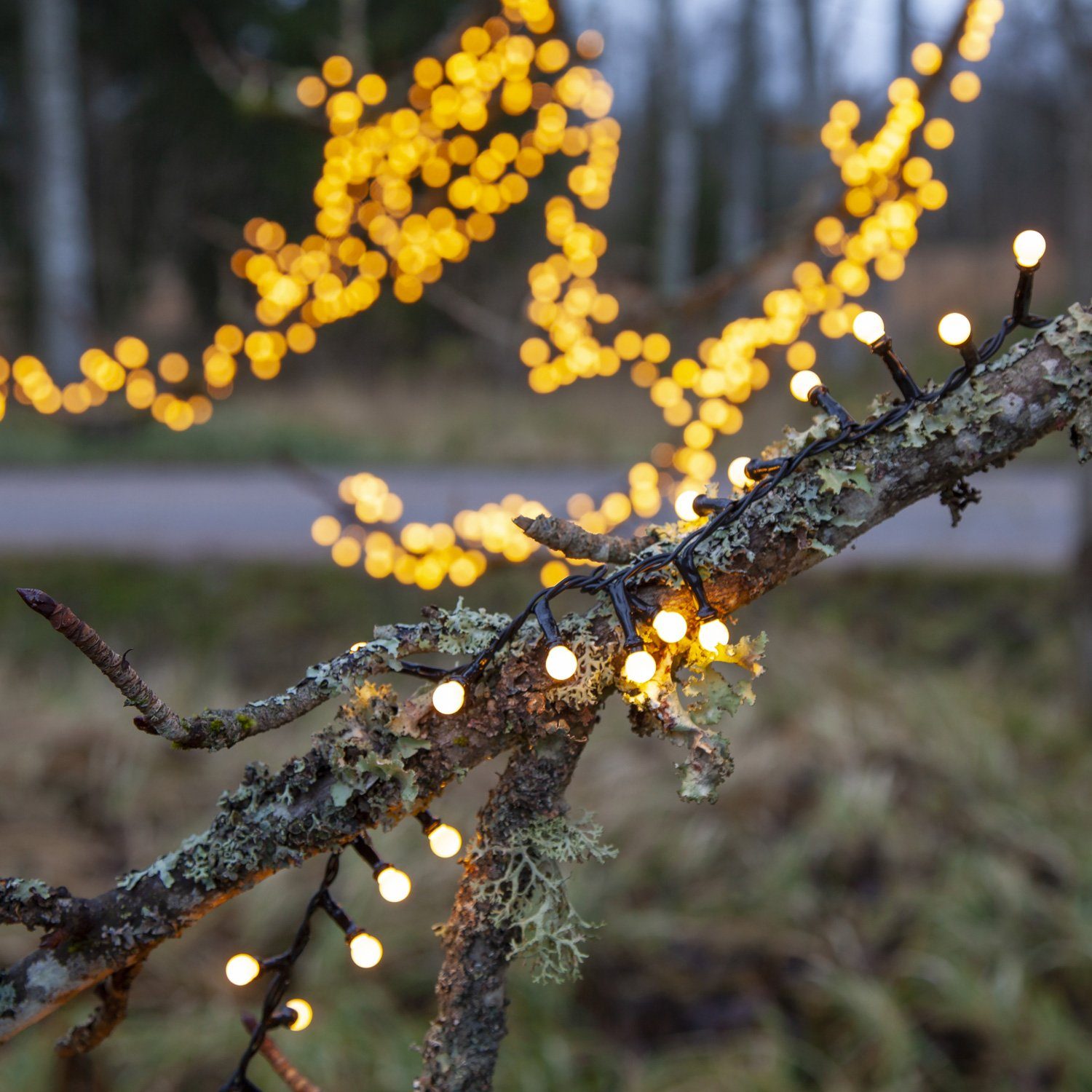 außen, 700-flammig LED 14m MARELIDA 700 Lichterkette Berry LED LED-Lichterkette Kugeln Mini opale warmweiße