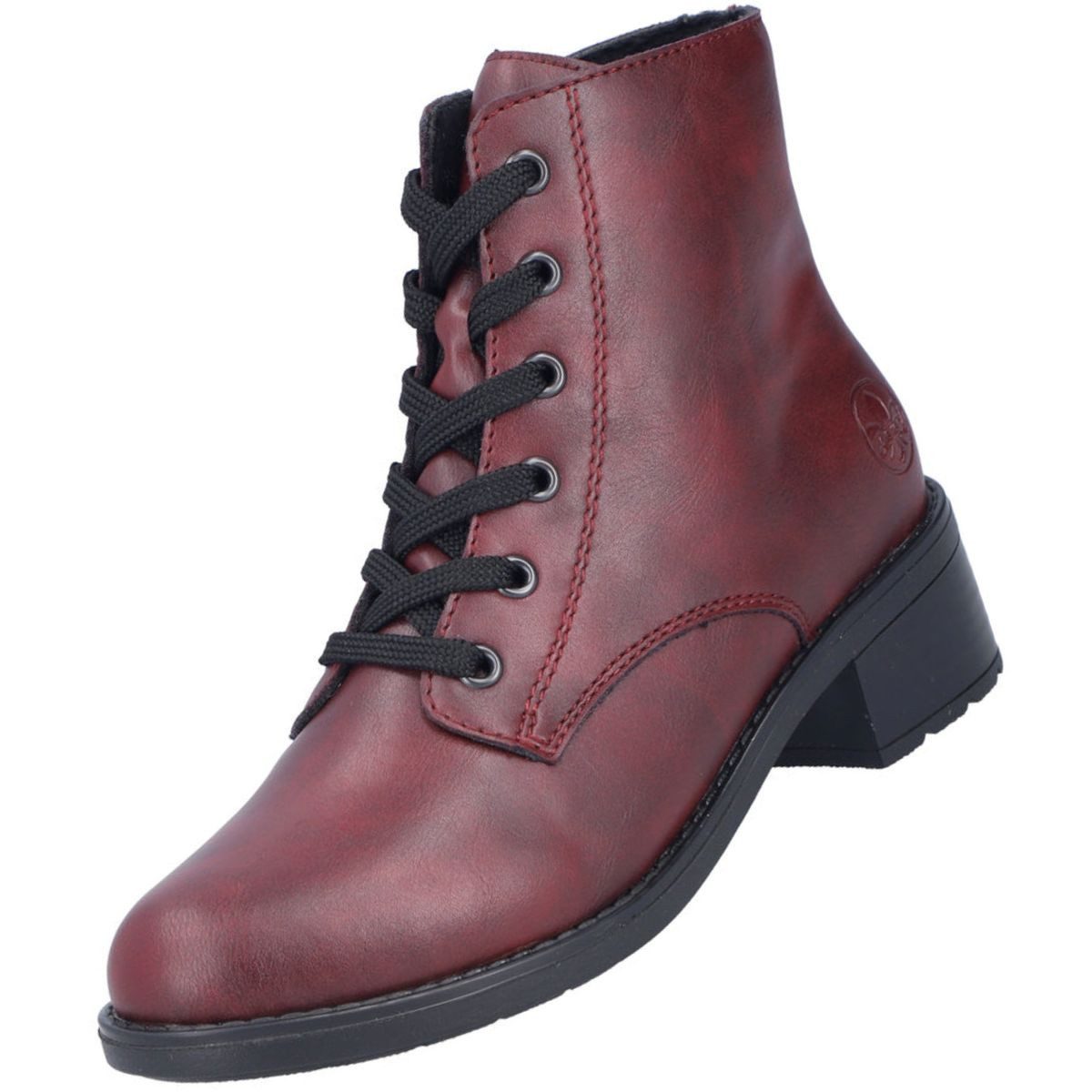 Rieker 75433-35 Stiefelette Gefütterter Schnürstiefel mit Blockabsatz