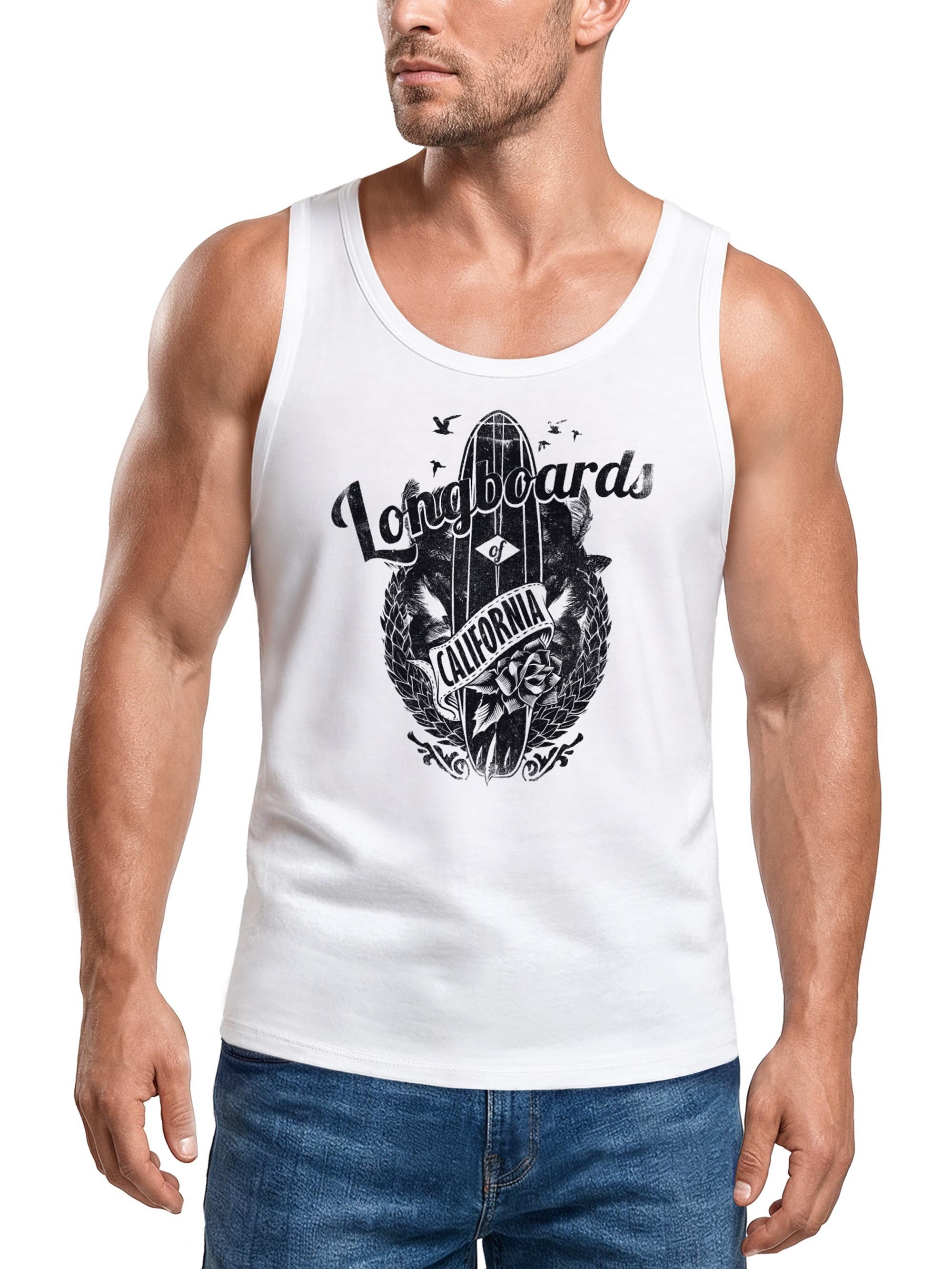 Neverless Tanktop Damen T-Shirt California Longboards Surfing Surfboard Neverless® mit Print