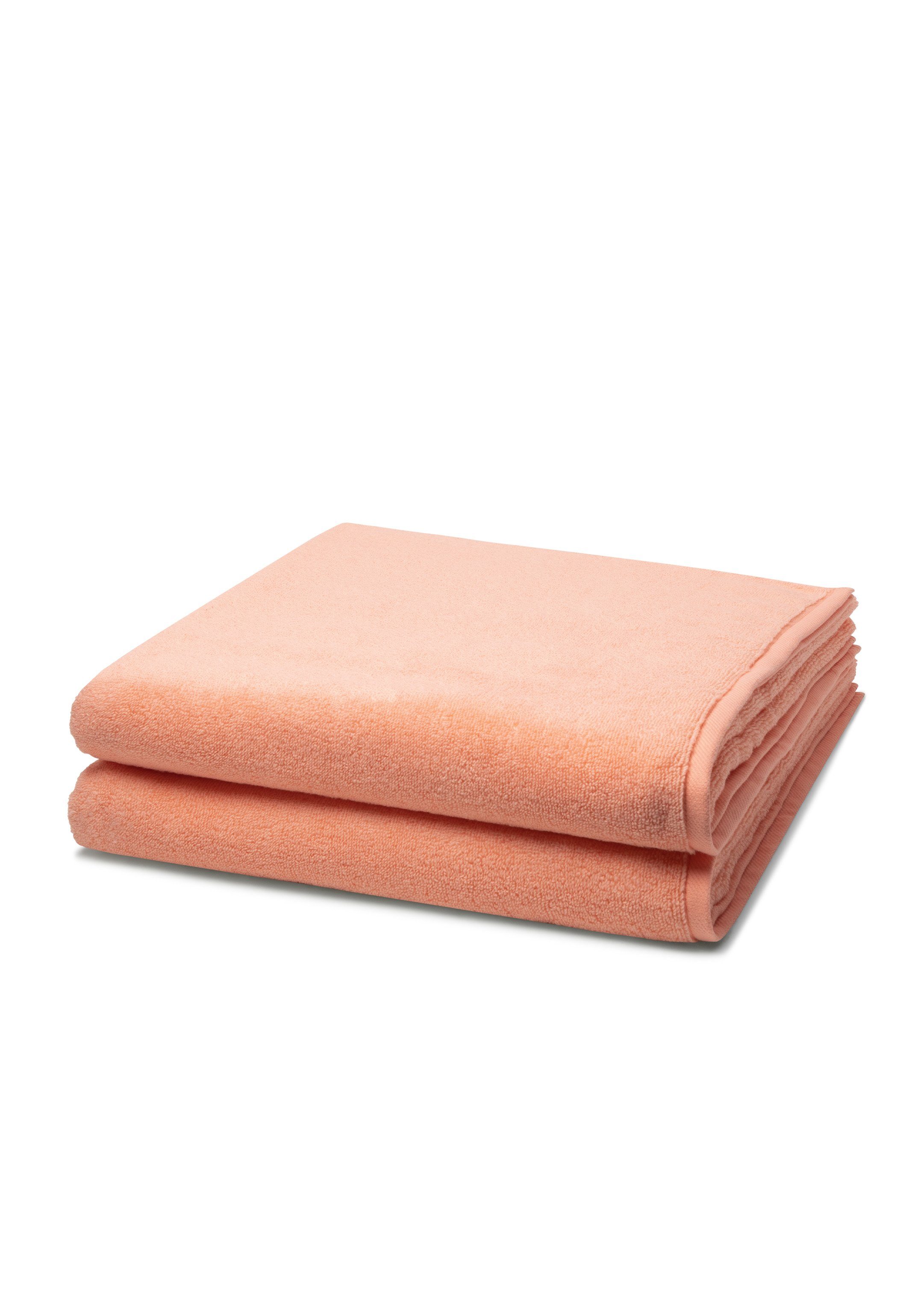ROSS Handtuch Set Sensual Skin, Walkfrottee, (Spar-Set, 2-tlg), 2 X Duschtuch - Im Set - Baumwolle - Frottee mit Aloe Vera-Öl veredelt Peach Pink