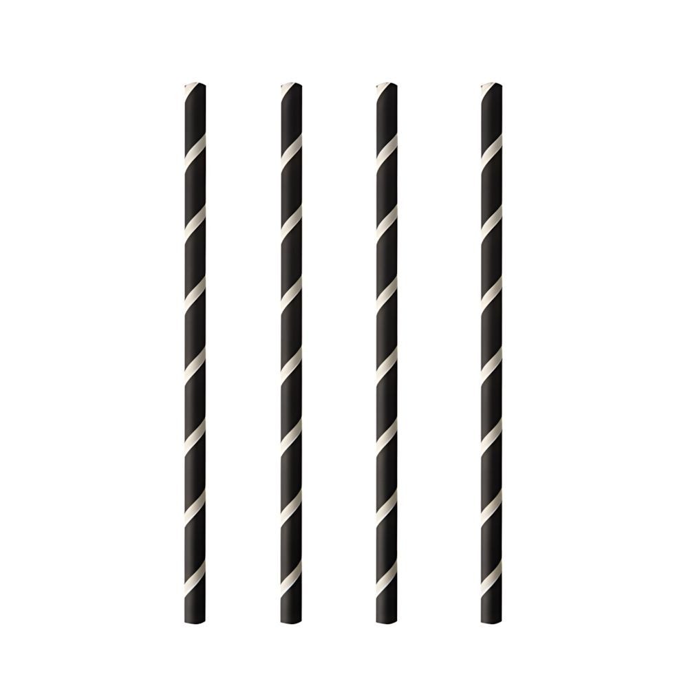 PAPSTAR Trinkhalme Shake-Halme, Papier Ø 8 mm, 20 cm schwarz/weiss Stripes 100 Stk