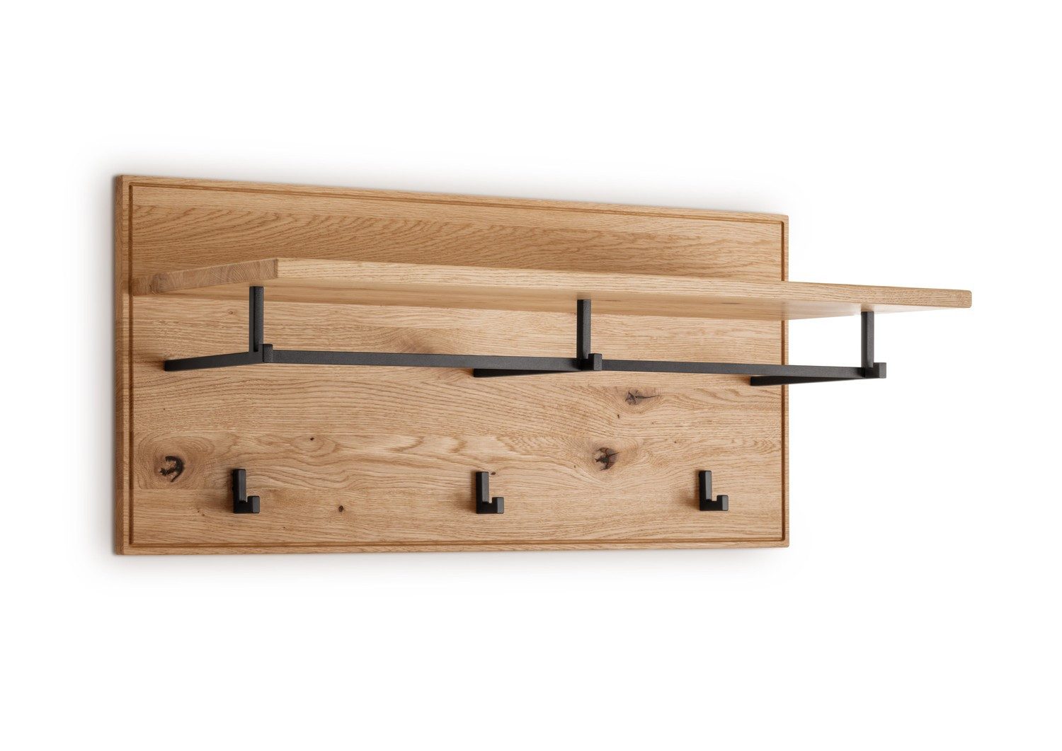 Natur24 Garderobenleiste Wandgarderobe Rimini Eichenholz Natur 80 x 36 x 37 cm