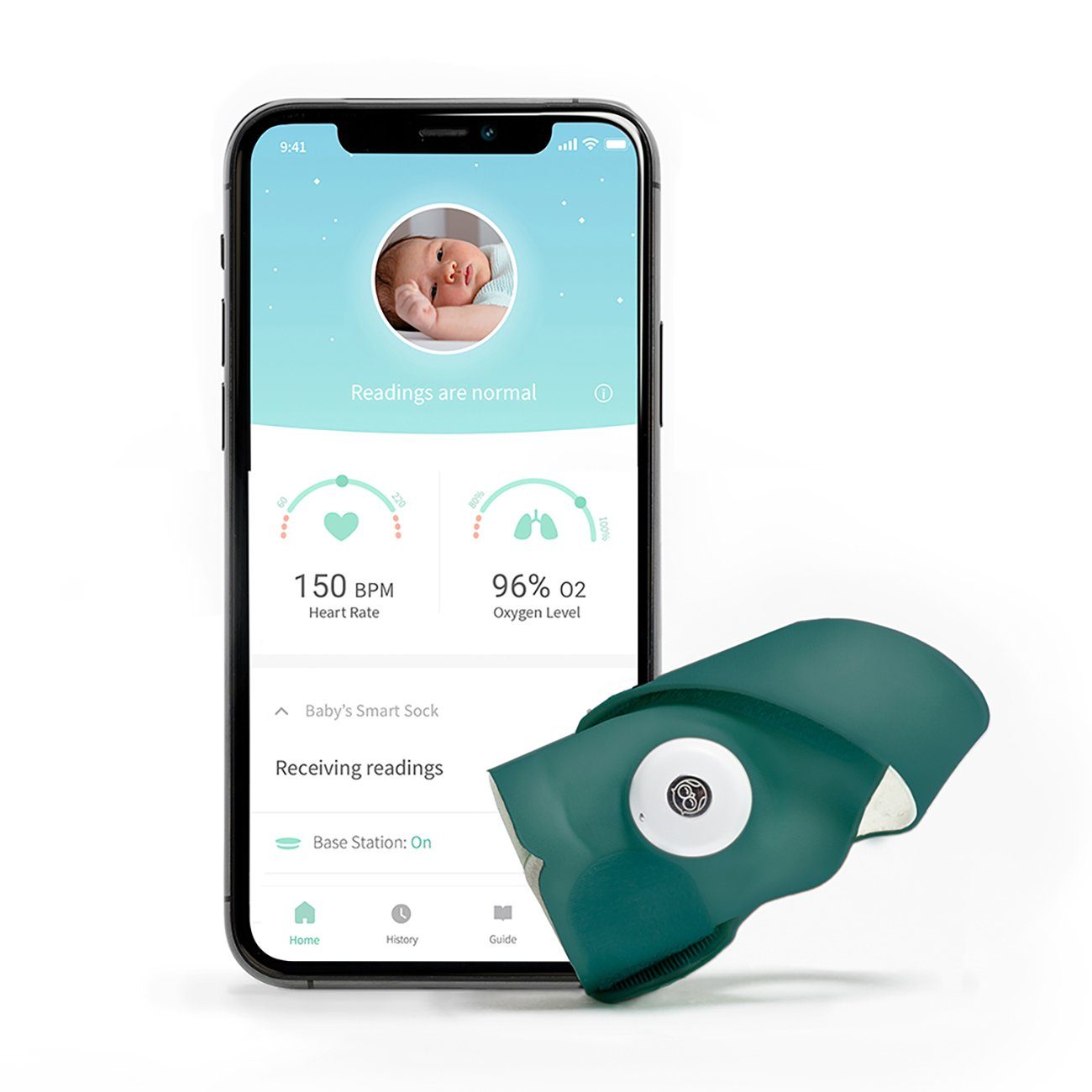 Owlet Baby Care DE Babyphone, Smart Sock, Puls- und Sauerstoffmessung Smart Sock 3 - Tiefseegrün