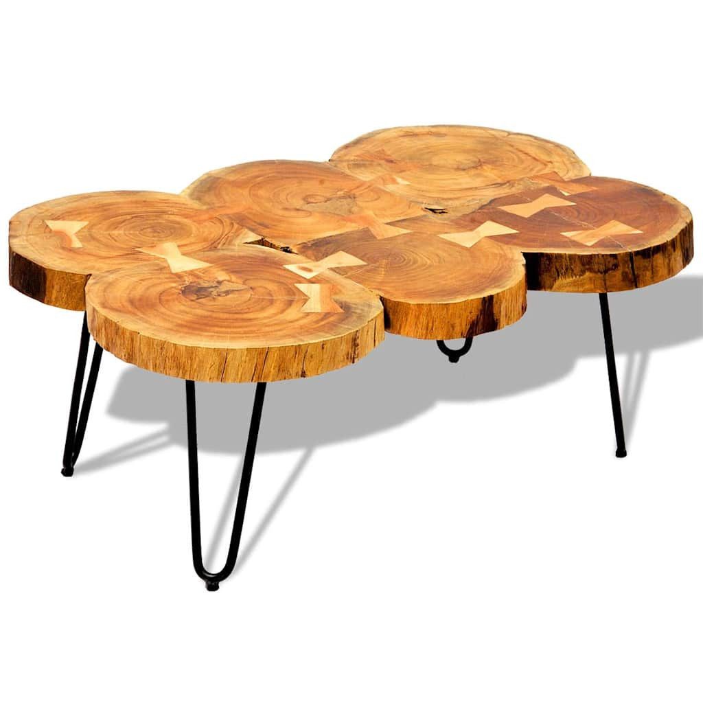 vidaXL Couchtisch Couchtisch 35 cm 6 Baumscheiben Massivholz (1-St), Masivholz Akazie Couchtisch 35cm 6 Baumscheiben Beistelltisch Tisch