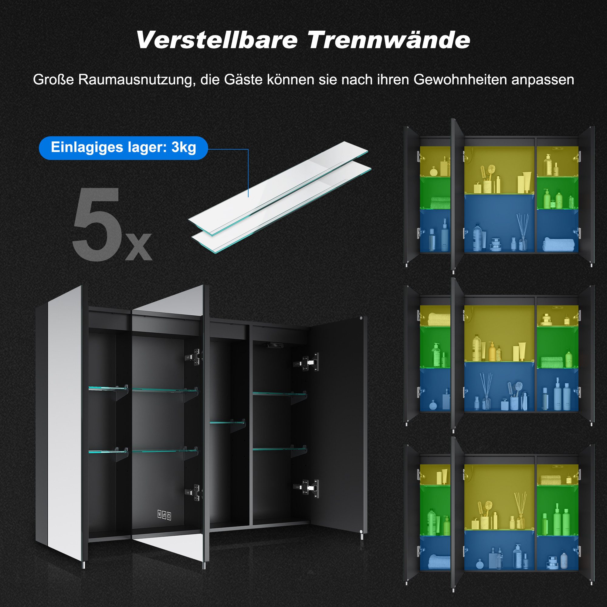 SONNI Badezimmerspiegelschrank Badezimmerspiegelschrank mit Beleuchtung und günstig online kaufen