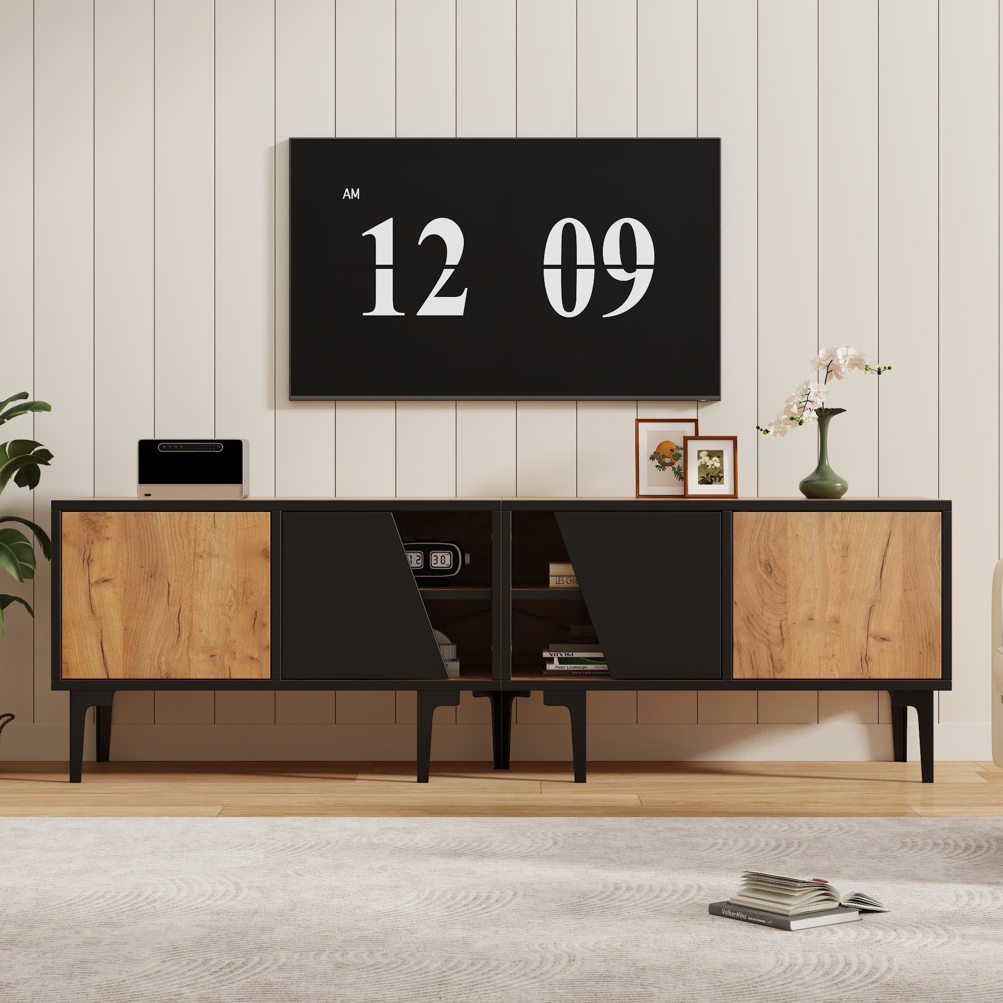 KLAM HOME Lowboard Lowboard TV Unterschrank 160cm Mit 4 Schrankfächern (Für günstig online kaufen