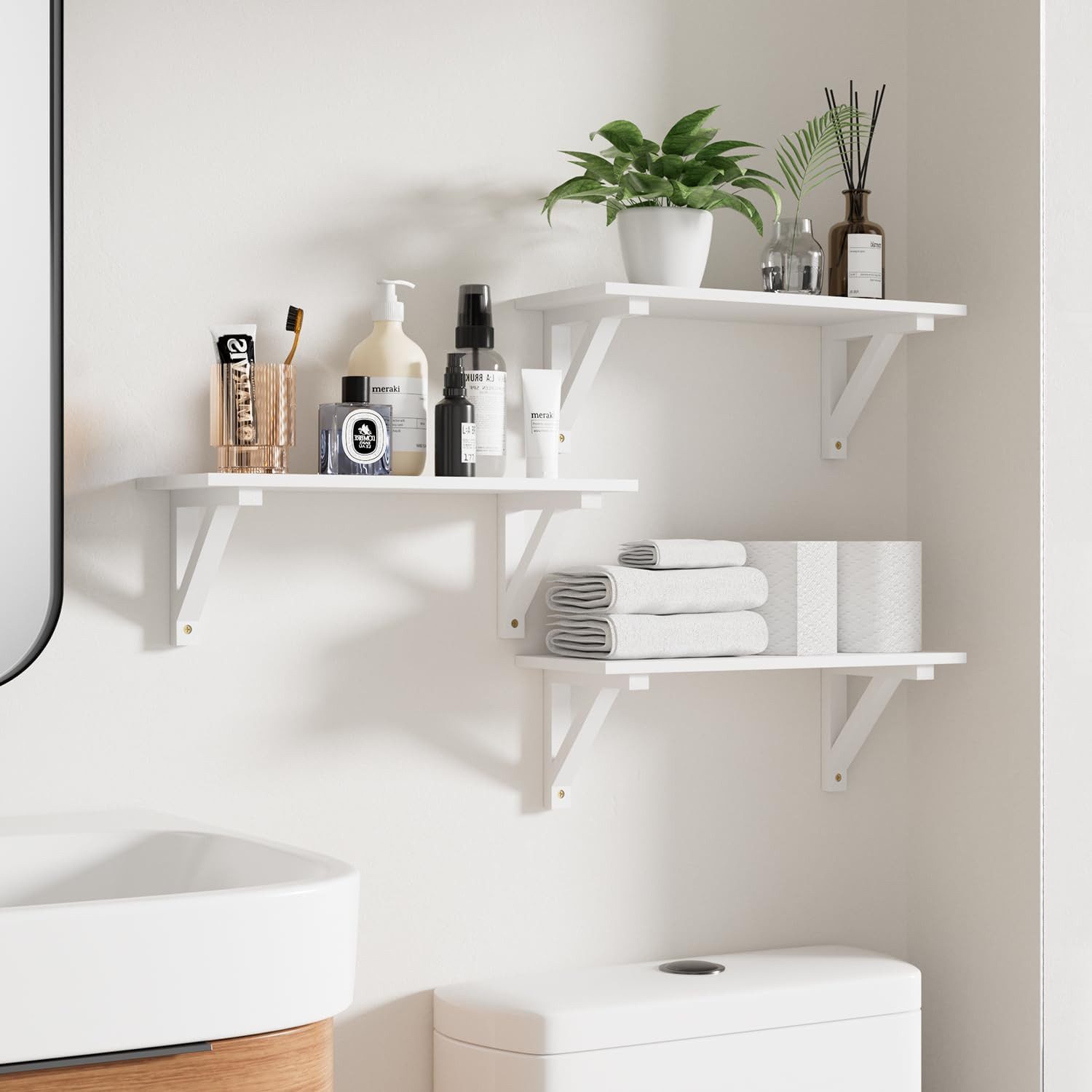 Holz Lichter Wandregal Schweberegal, Küchenregal, Badregal, Hängeregal 3 Eb günstig online kaufen