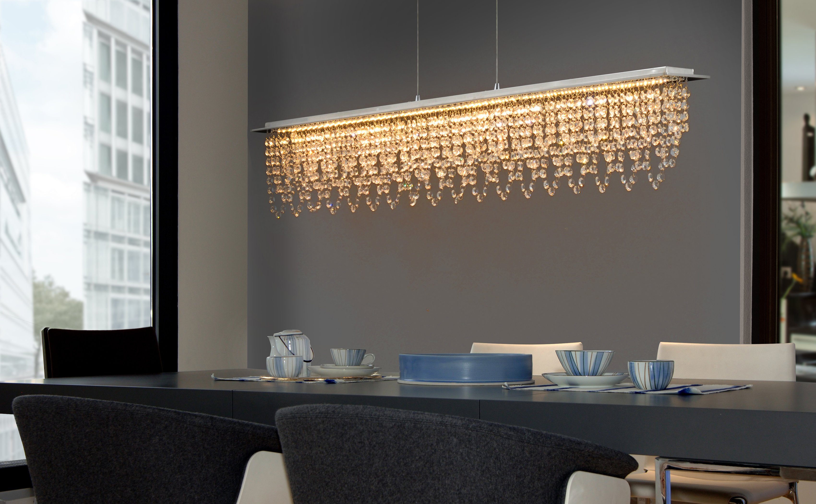 näve LED Pendelleuchte Diamonds, Dimmfunktion, Farbsteuerung, LED fest integriert, Neutralweiß, Kaltweiß, Warmweiß, Tageslichtweiß, LED Pendelleuchte>>Diamonds<<,Dimmbar per Wandschalter / Fernbedienung