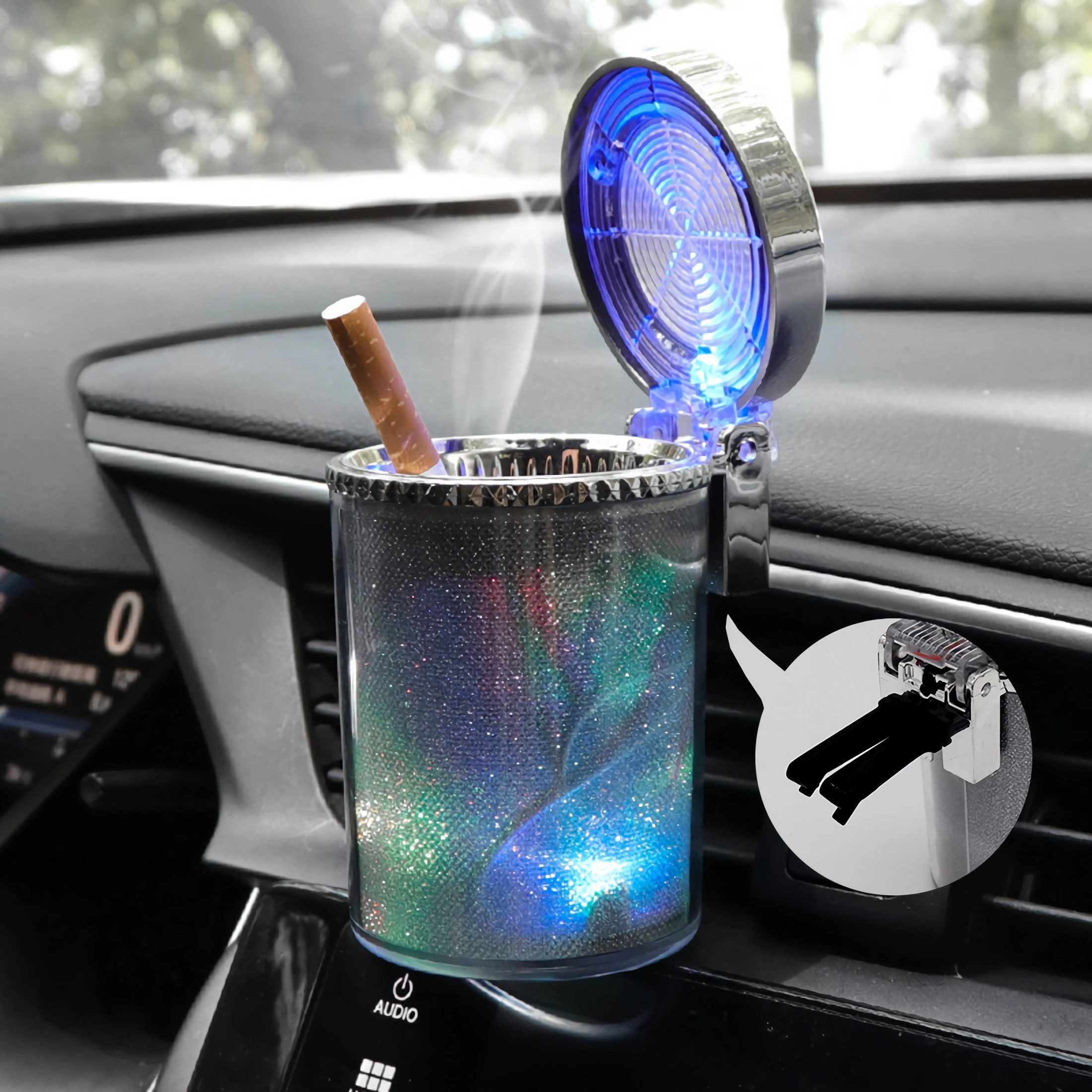 Bolwins Aschenbecher D98C LED KFZ Autoaschenbecher Aschenbecher Beleuchtung Gluttöter, Auto Aschenbecher mit LED Beleuchtung – Bild 5 von 5