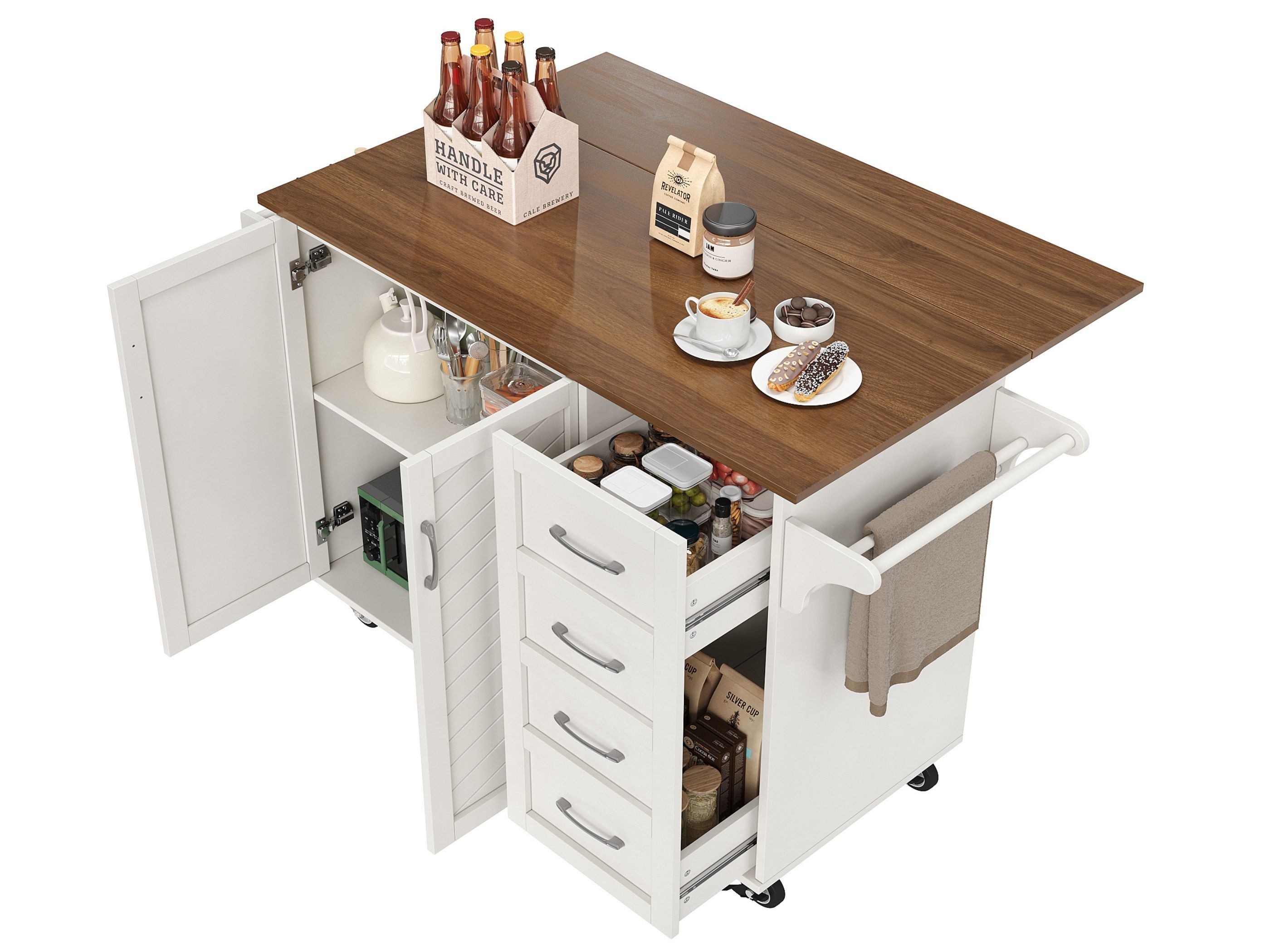 SeedWave Kücheninsel mit klappbarer Arbeitsplatte, Buffet-Schrank günstig online kaufen