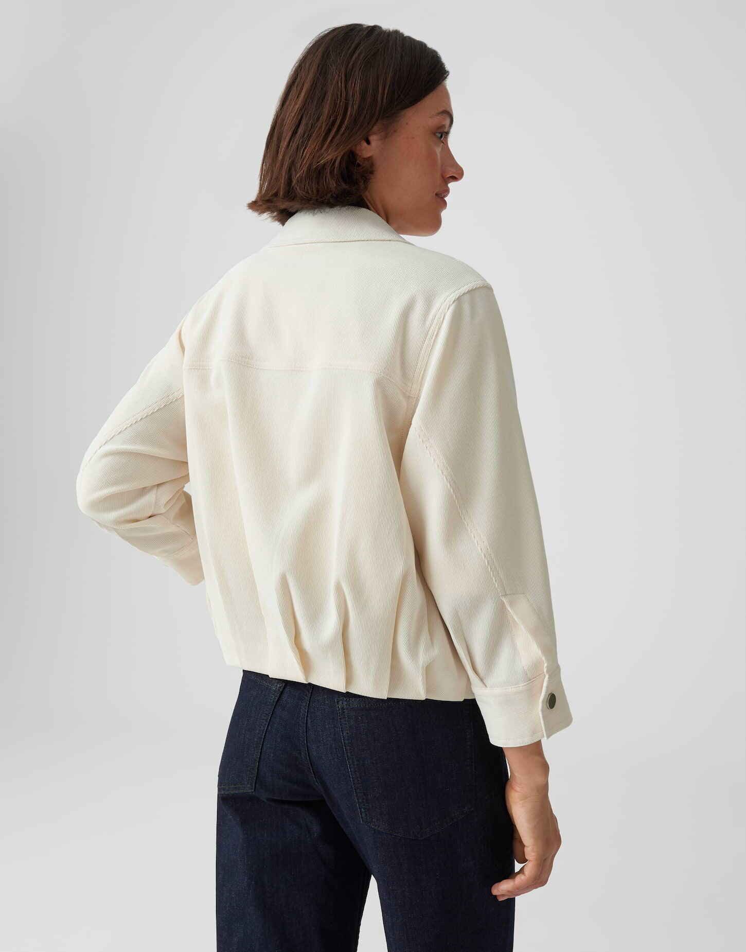 OPUS Cordjacke mit Ballonsaum Regular Fit