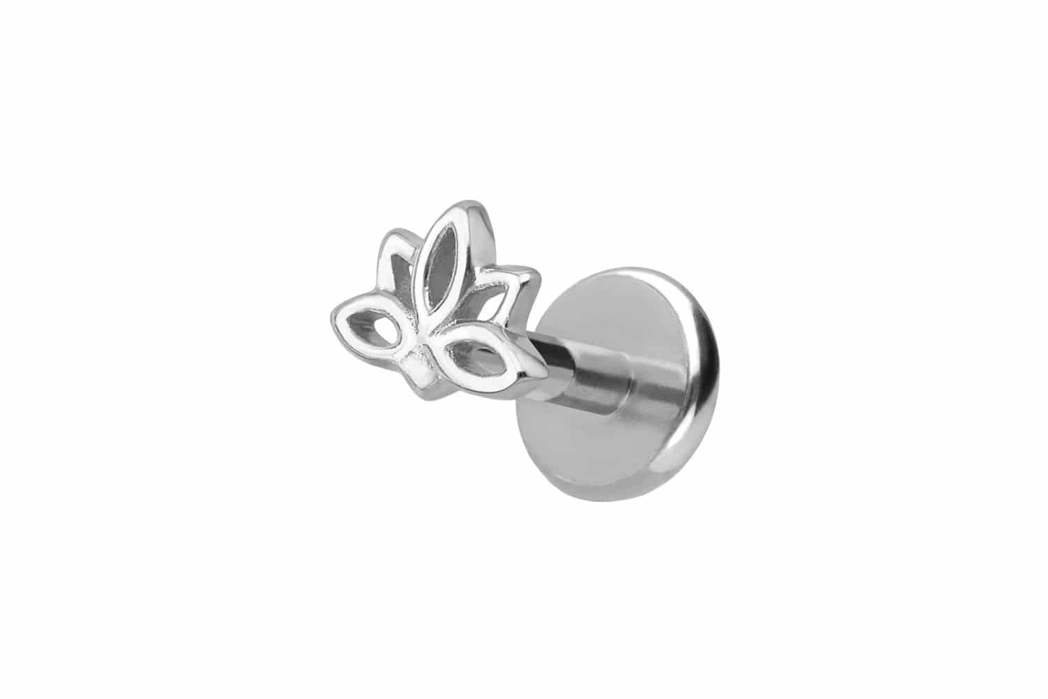 PIERCINGLINE Piercing-Set Titan Labret mit Innengewinde + 925er Silber Aufsatz LOTUSBLÜTE (Labrets, 1-tlg)