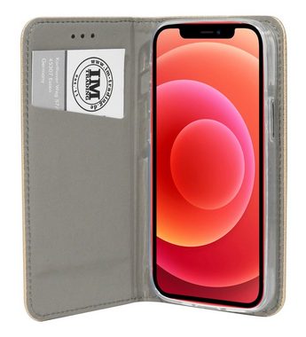 cofi1453 Handyhülle cofi1453® Buch Tasche "Smart" für iPhone 12 Pro Max Handy Hülle Etui Brieftasche Schutzhülle mit Standfunktion, Kartenfach Gold
