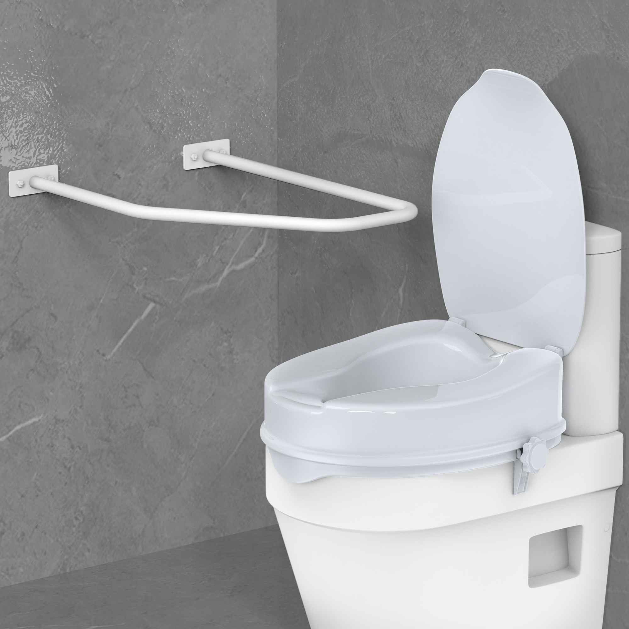 BBG Haltegriff Badezimmer Haltegriff aus Metall mit Wand-& Bodenmontage,40 cm / 60 cm, rutschfest, korrosionsbeständig, bis 136 kg belastbar – Bild 4 von 5