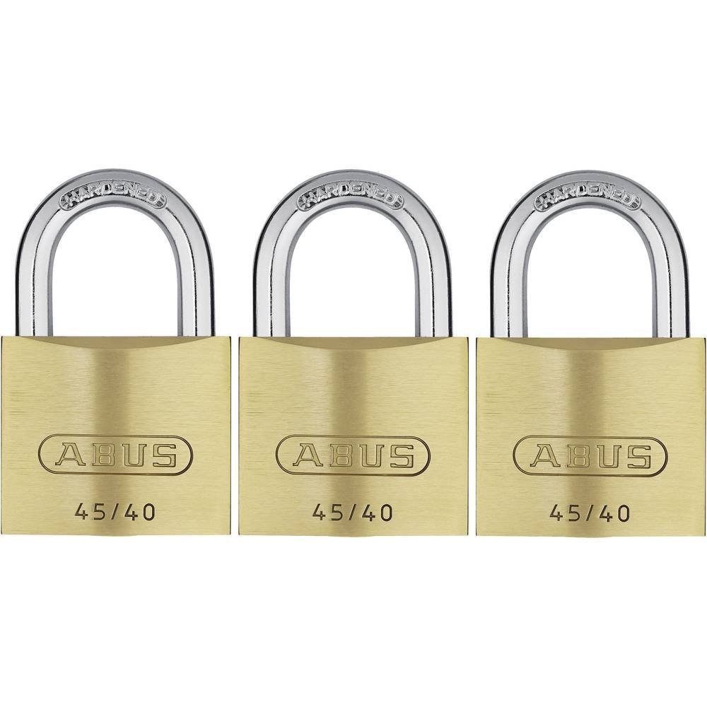 ABUS Vorhängeschloss Messing-Hangschloss gleichschließend 45/40, 3er Set ABVS11825