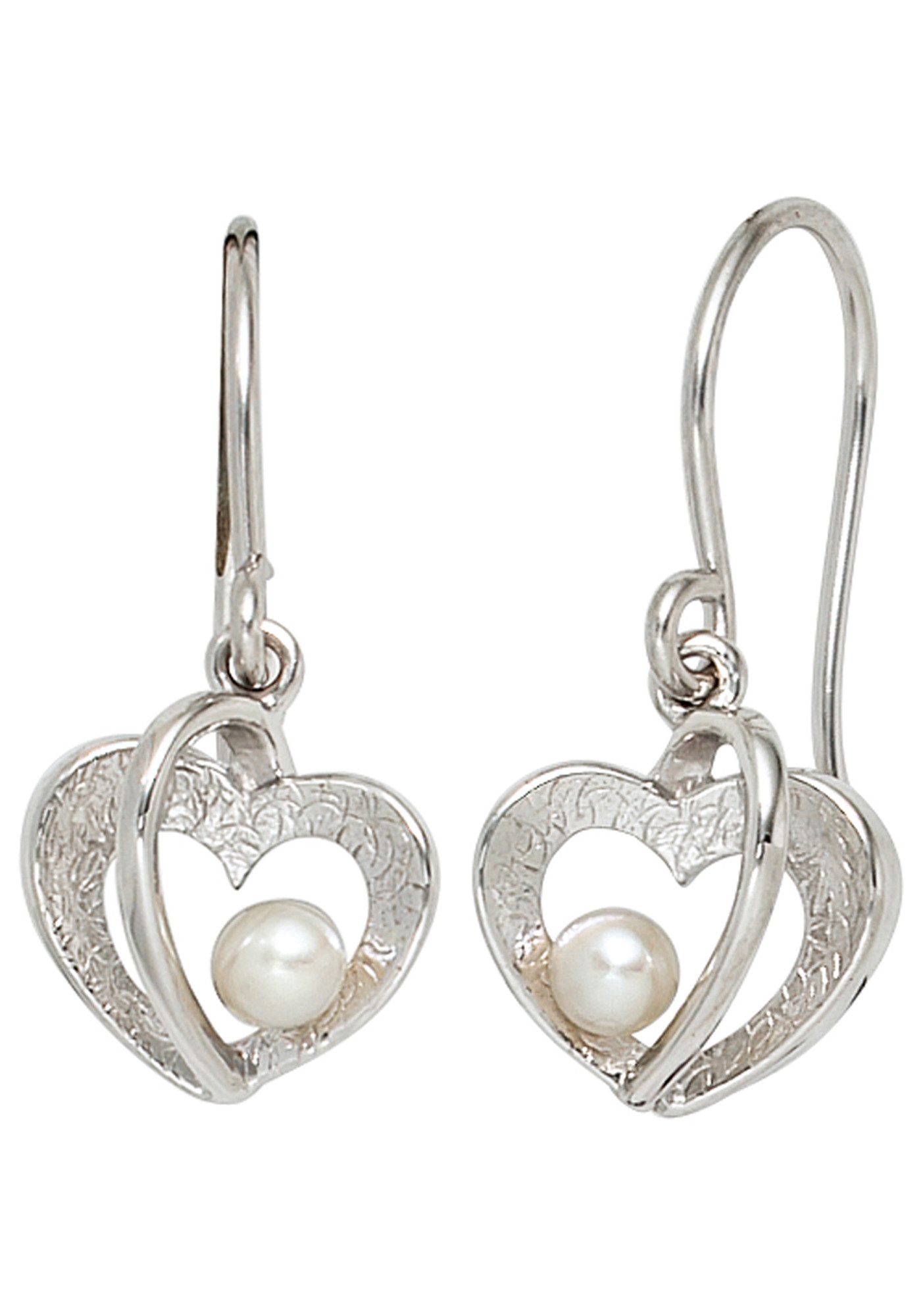 JOBO Perlenohrringe, Herz 925 Silber mit Süßwasser-Zuchtperlen günstig online kaufen