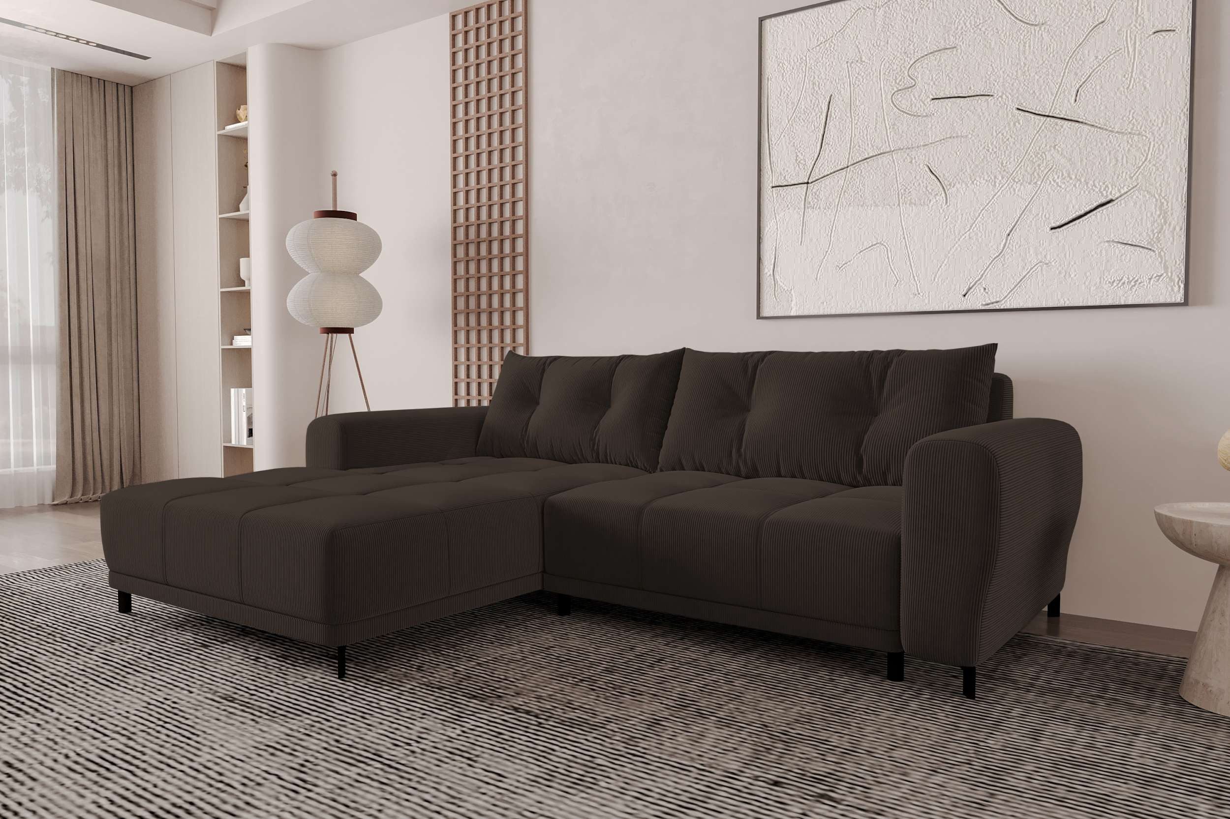 99rooms Ecksofa Massimo, Sofa L-Form, Eckcouch, mit Schlaffunktion,Rundumbezug, in Cordstoff POSO