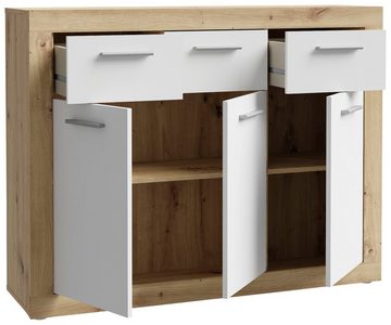 FORTE Sideboard Baccio, Breite 118 cm, höhe 92 cm, 3 Türen und 3 Schubkästen