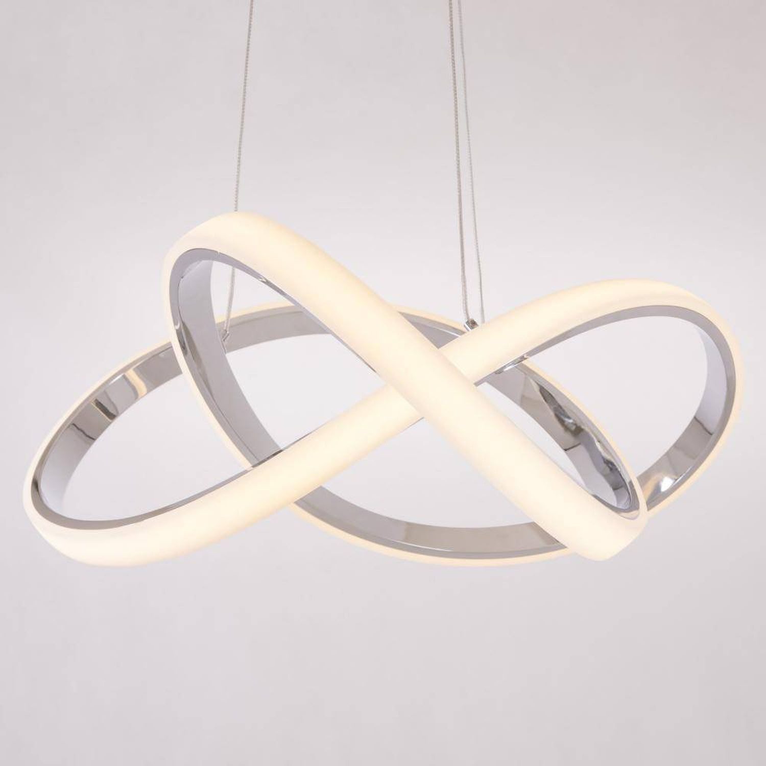 Licht-Erlebnisse Pendelleuchte FJORDA, LED fest integriert, Warmweiß, LED Metall 3000 K warmweiß 3014 lm 55 cm breit H: max. 117 cm in Chrom