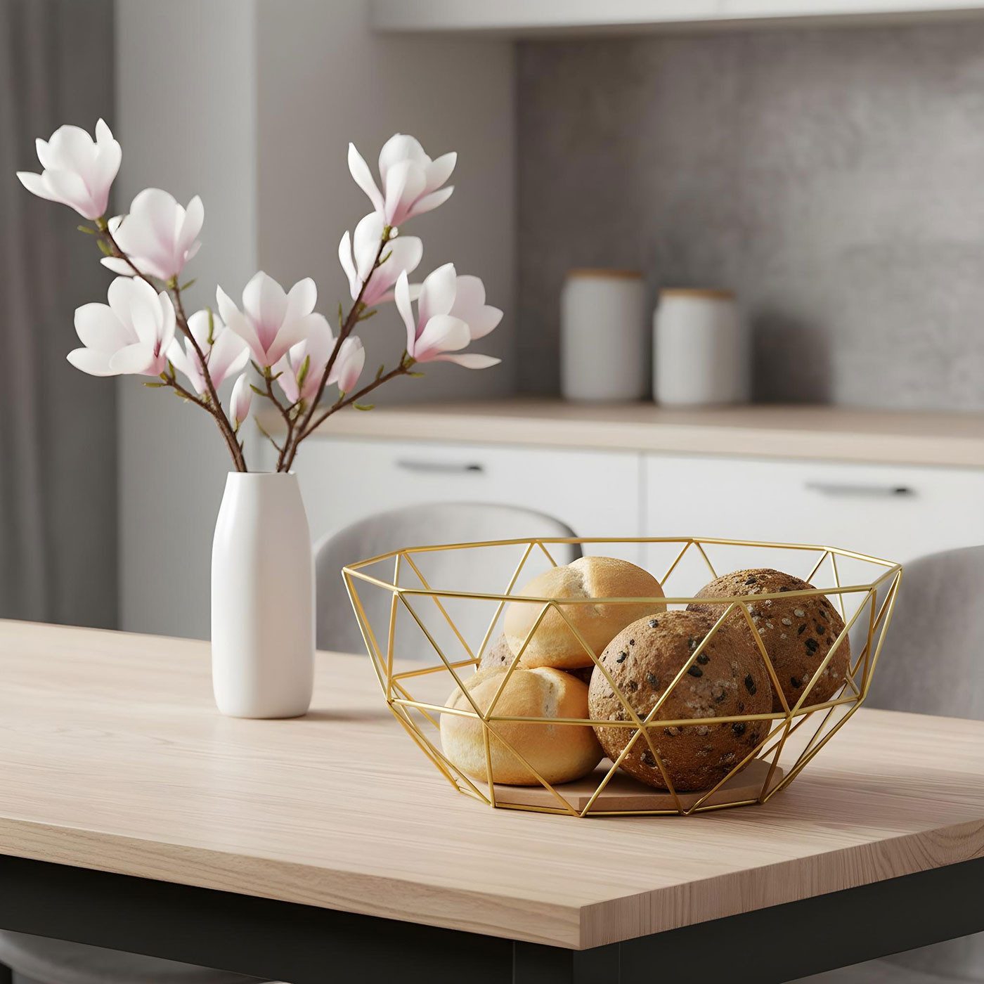 Levandeo® Dekoschale, Korb Metall Gold 26x12cm Modern Holz Schüssel Schale Deko Industrial