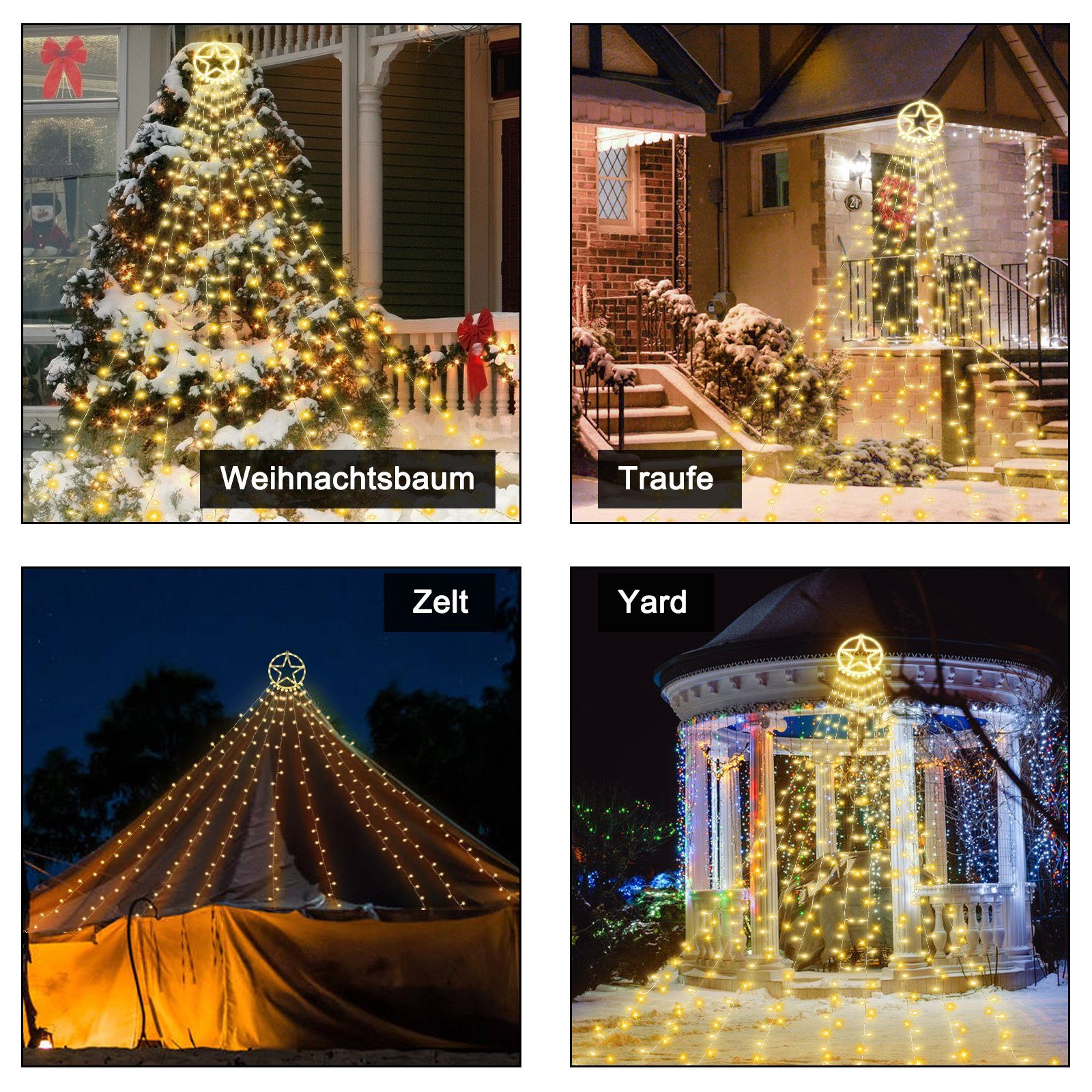 Modi Deko Deko Lospitch Weihnachtsbaum Warmweiß Licht 8 LED Lichterkette LED-Lichterkette Häuser Party