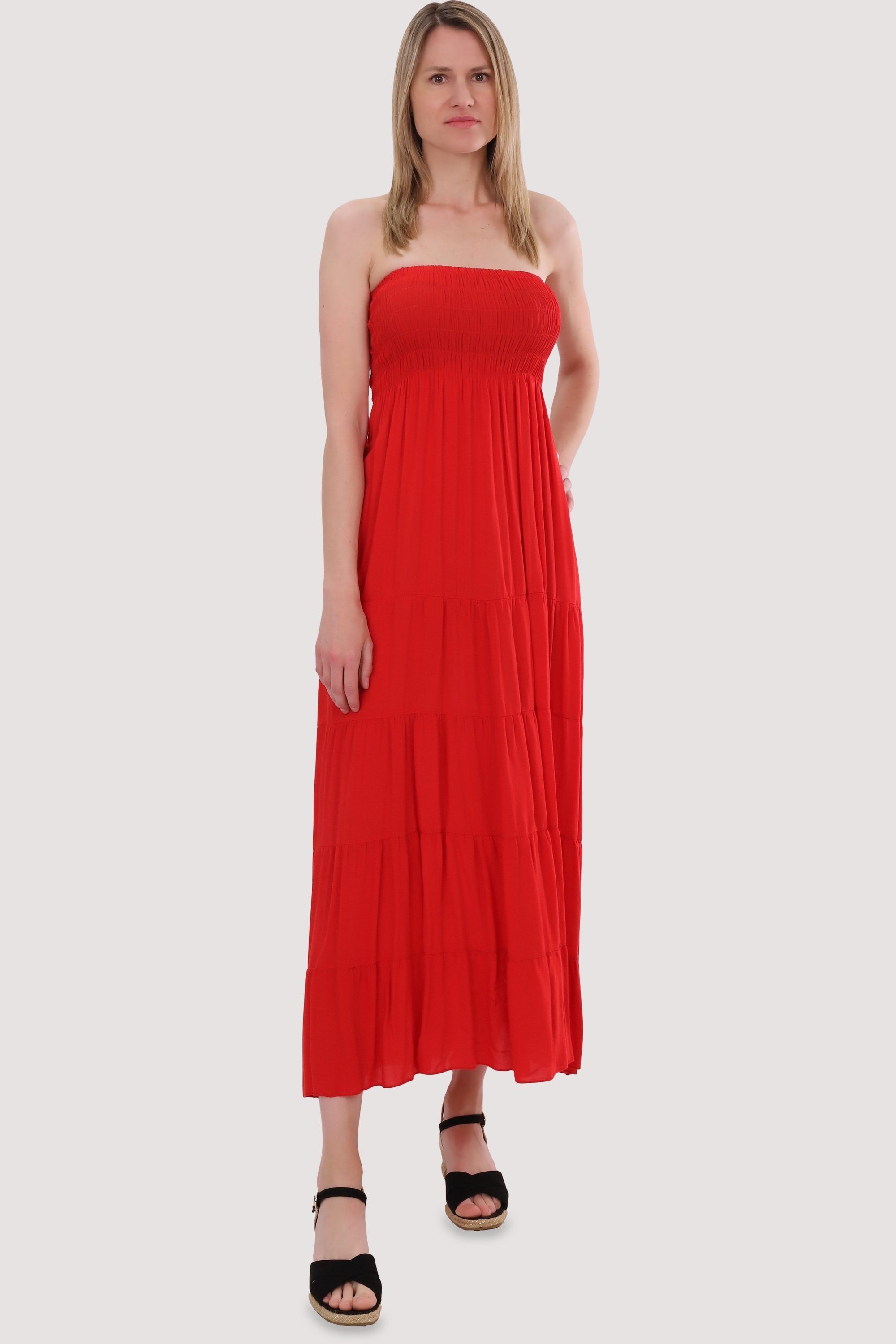 malito more than fashion 4635 Sommerkleid Einheitsgröße rot Bandeaukleid figurumspielendes Strandkleid