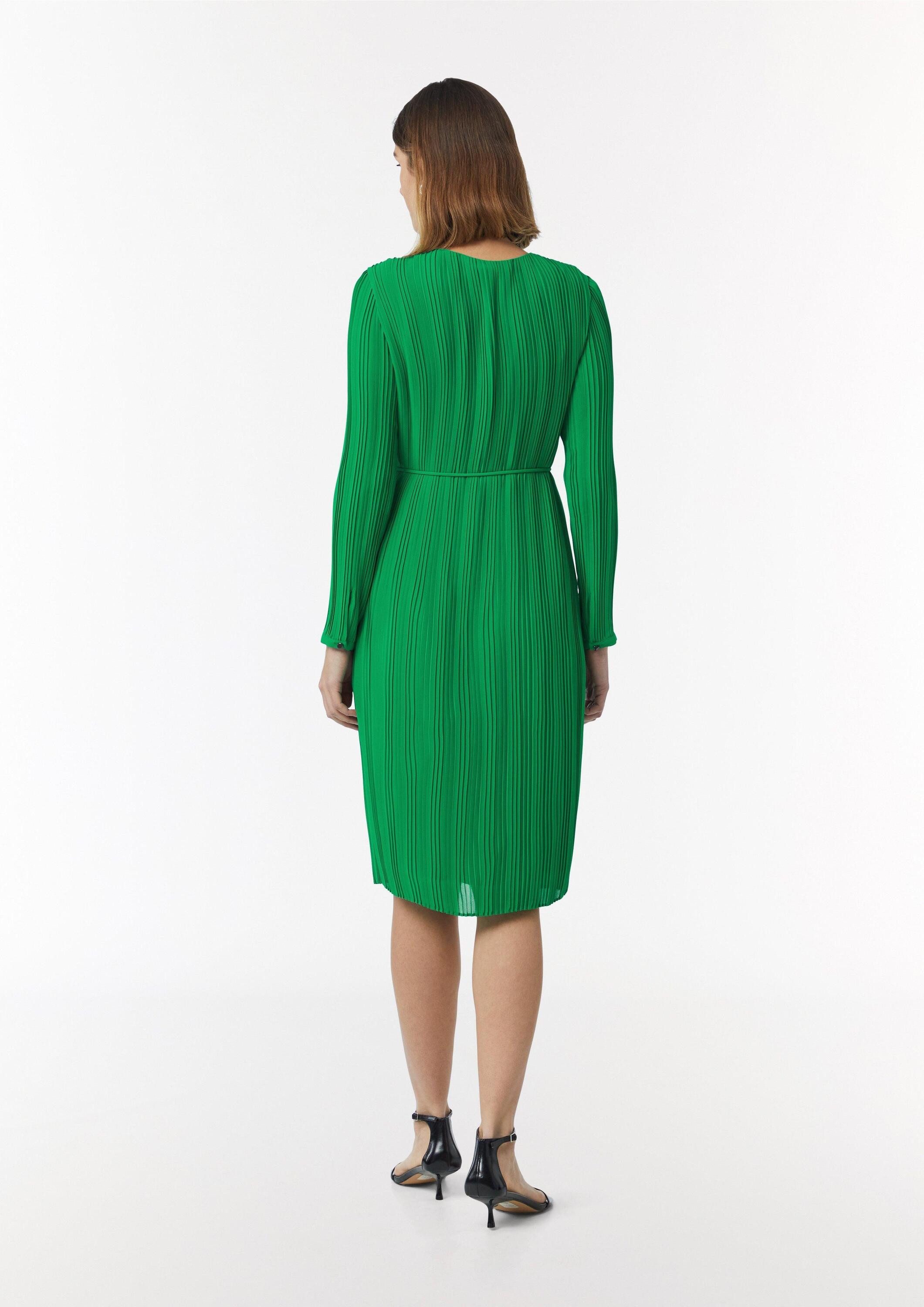 comma Midikleid Kleid Plissiertes Midikleid mit Bindedetail