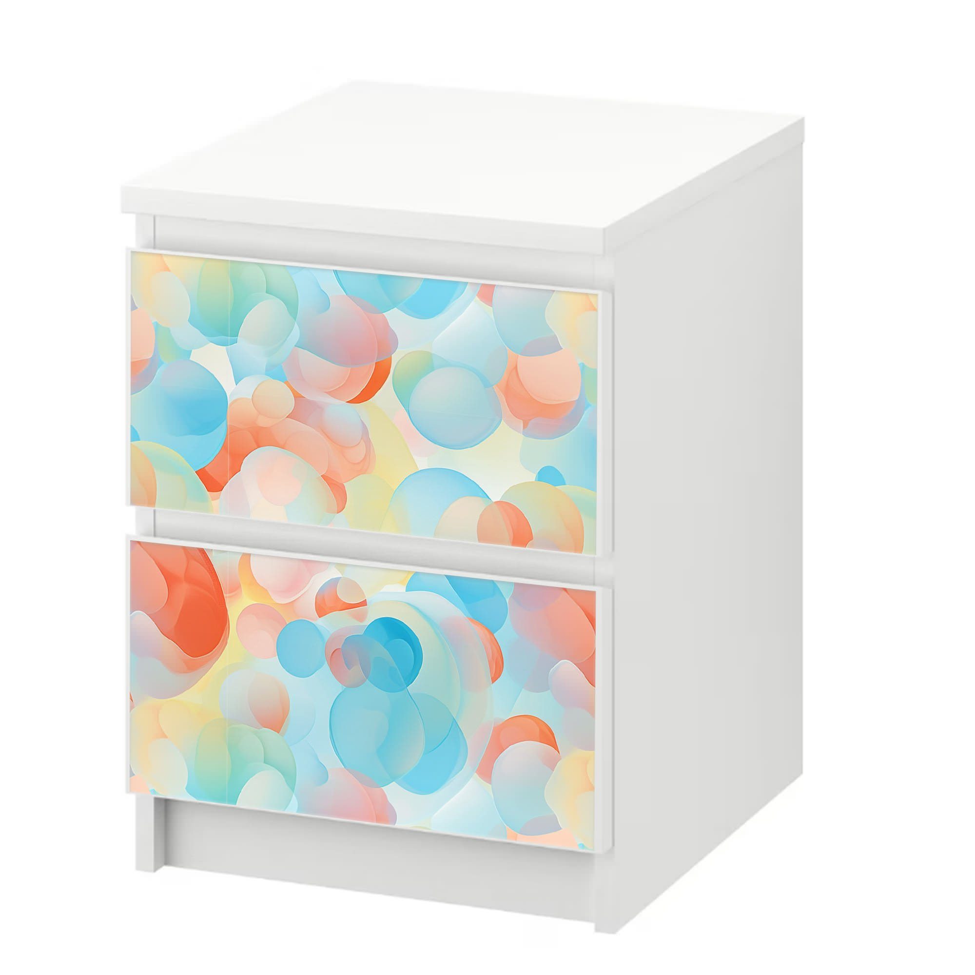 Sunnywall Möbelfolie passend für IKEA Malm Kommode Schrankfolie Aufkleber mit Pastellkreise, blasenfreie selbstklebende Folie (SCHRANK NICHT INKLUSIVE)