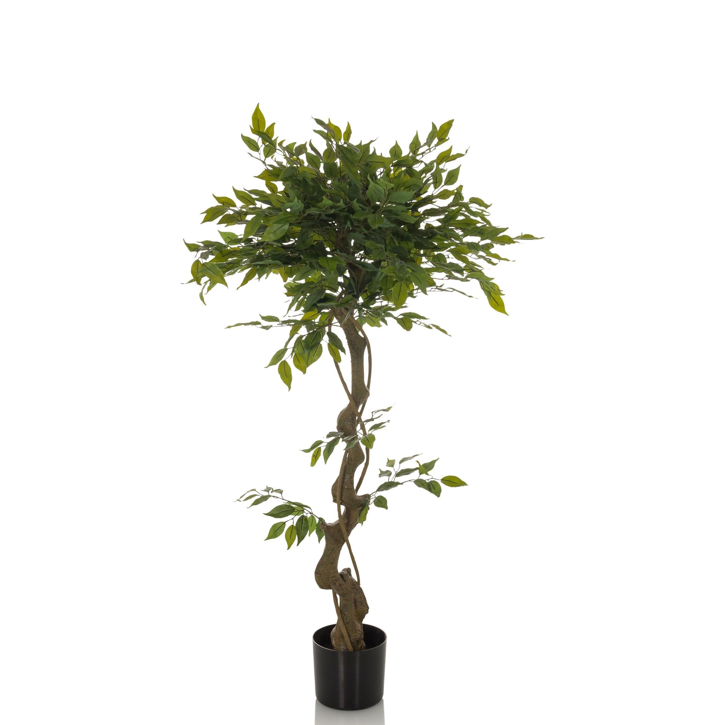Künstliche Zimmerpflanze Deko Pflanzen, bümö, Höhe 120 cm, Kunstpflanze: Birkenfeige grün / Ficus für innen- und außen