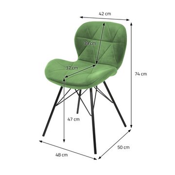 ML-DESIGN Stuhl Esszimmerstuhl Set mit Rückenlehne und Metallbeinen Küchenstühle (2 St), 2er Set Wohnzimmerstuhl Grün Polster 48x50x74cm aus Samt