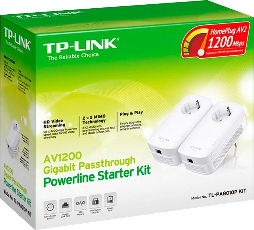 tp-link TL-PA8010P KIT AV1200 Powerline Starter Kit Netzwerk-Adapter, 200 cm