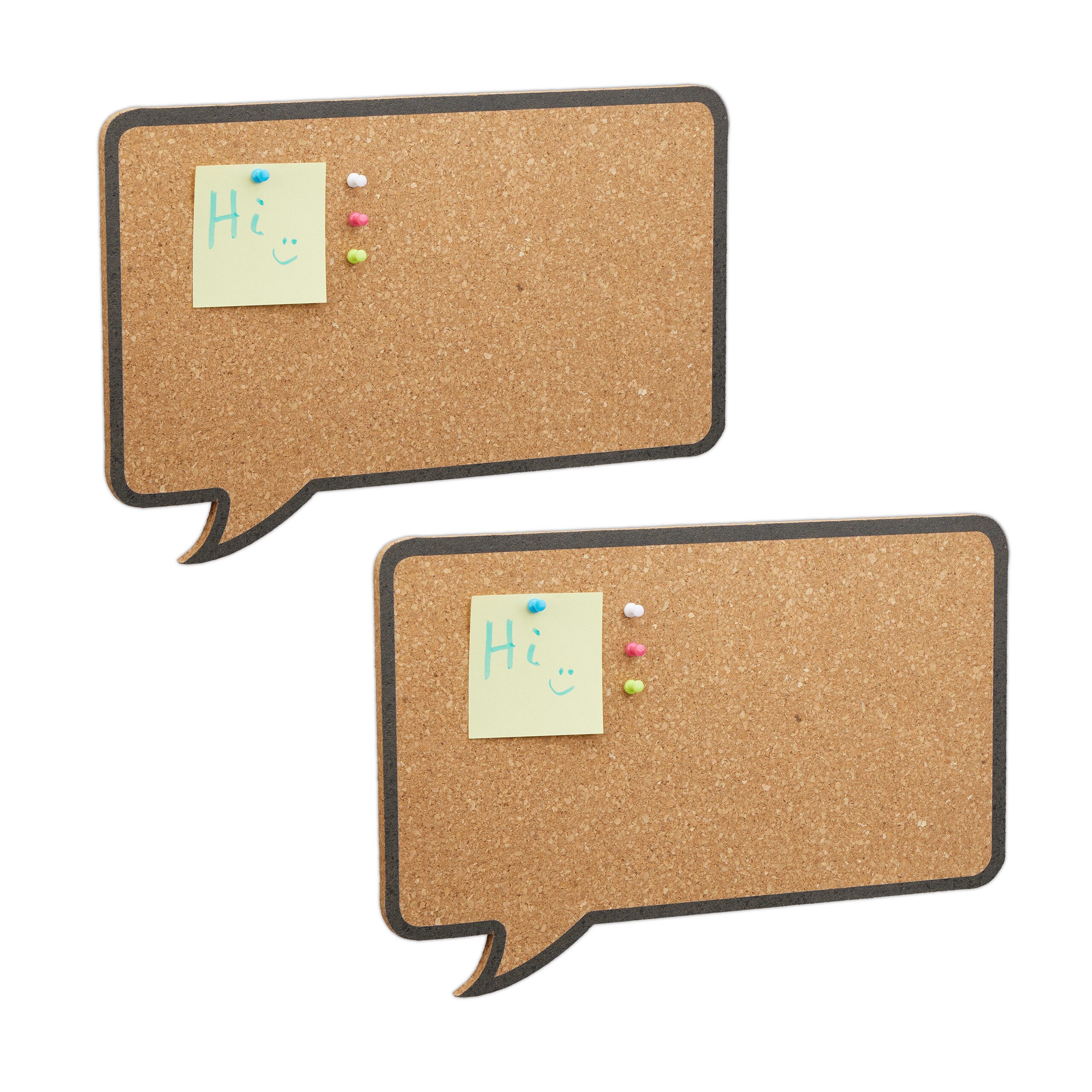 relaxdays Pinnwand 2er Set Korkpinnwand Sprechblase, (12-tlg) günstig online kaufen