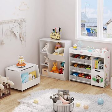 HOMECHO Spielzeugtruhe, Spielzeugregal Bücherregal Kinderzimmer mit 9 boxen