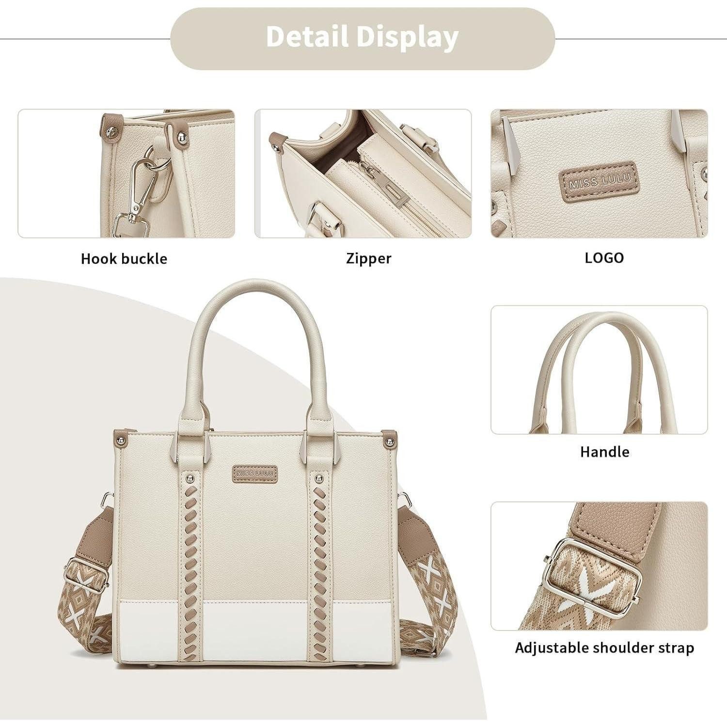 LuxusKollektion Henkeltasche Handtasche Damen Henkeltasche Innentaschen Lychee 4-2 Beige