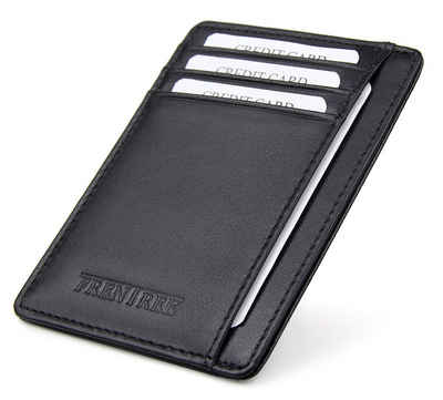 Frentree Kartenetui »9003BK«, aus echtem Leder, für Kreditkarten und Geldscheine, schlankes & leichtes Portemonnaie mit RFID Schutz und Sichtfenster, Mini-Geldbörse
