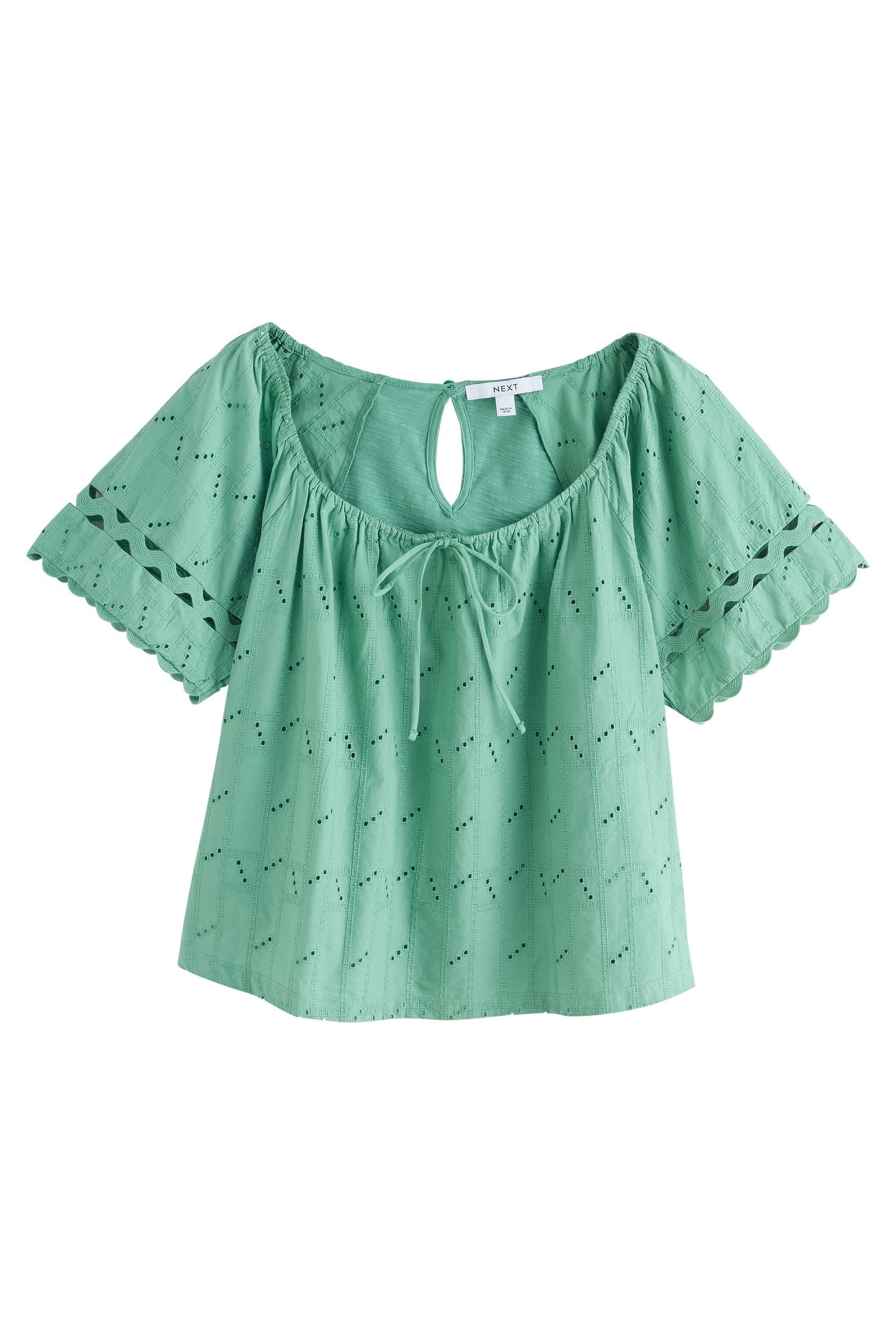 Next Kurzarmbluse Boho-Kurzarmoberteil mit Lochstickerei (1-tlg) günstig online kaufen