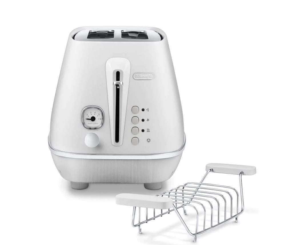 De'Longhi Тостеры Тостеры Distinta CTI2103.W weiß Edelstahl 2 Schlitze Defrost 900W, 2 Schlitze, für 2 Scheiben, 900 W