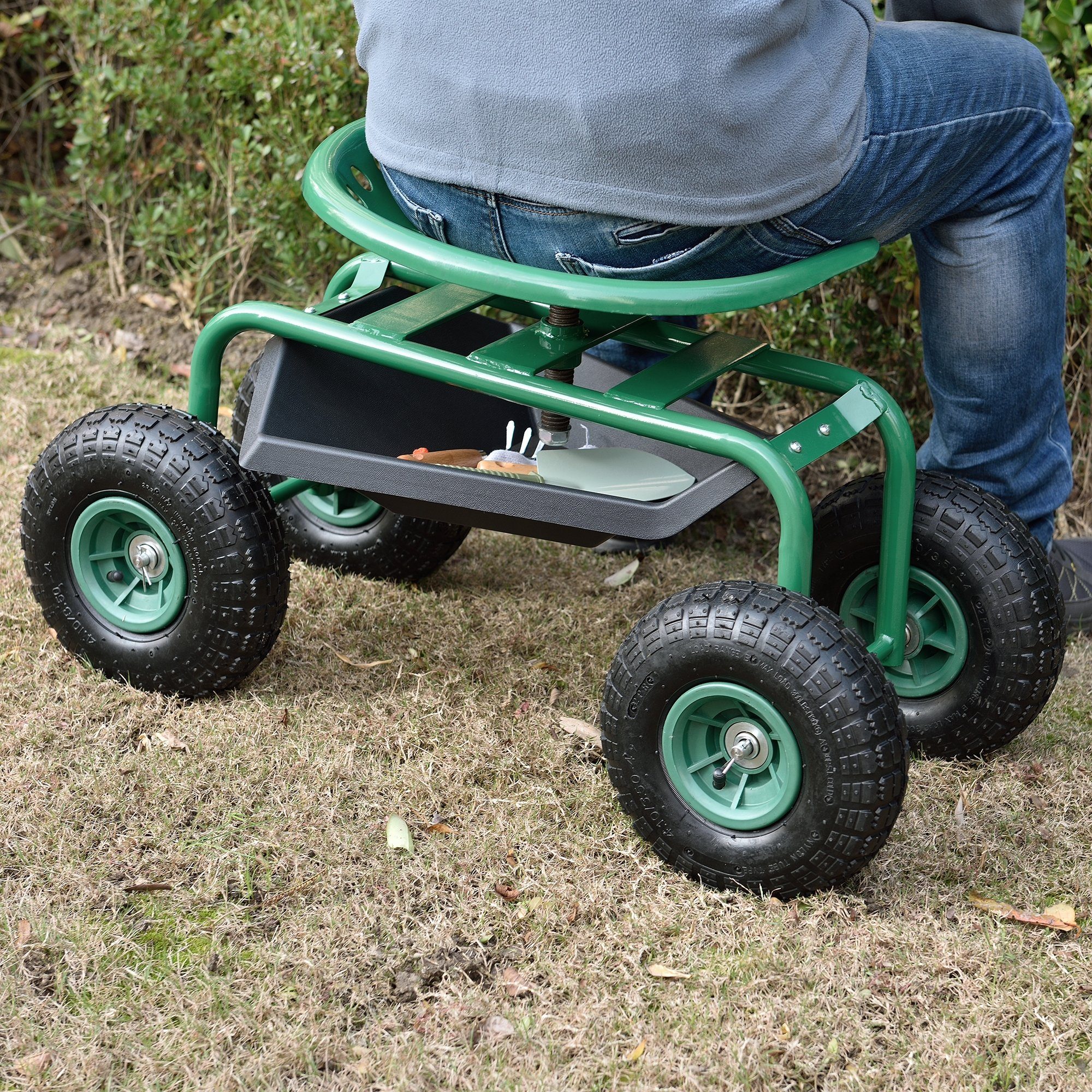 Protec Schubkarre, Fahrbarer Gartensitz Sitzwagen Rollsitz