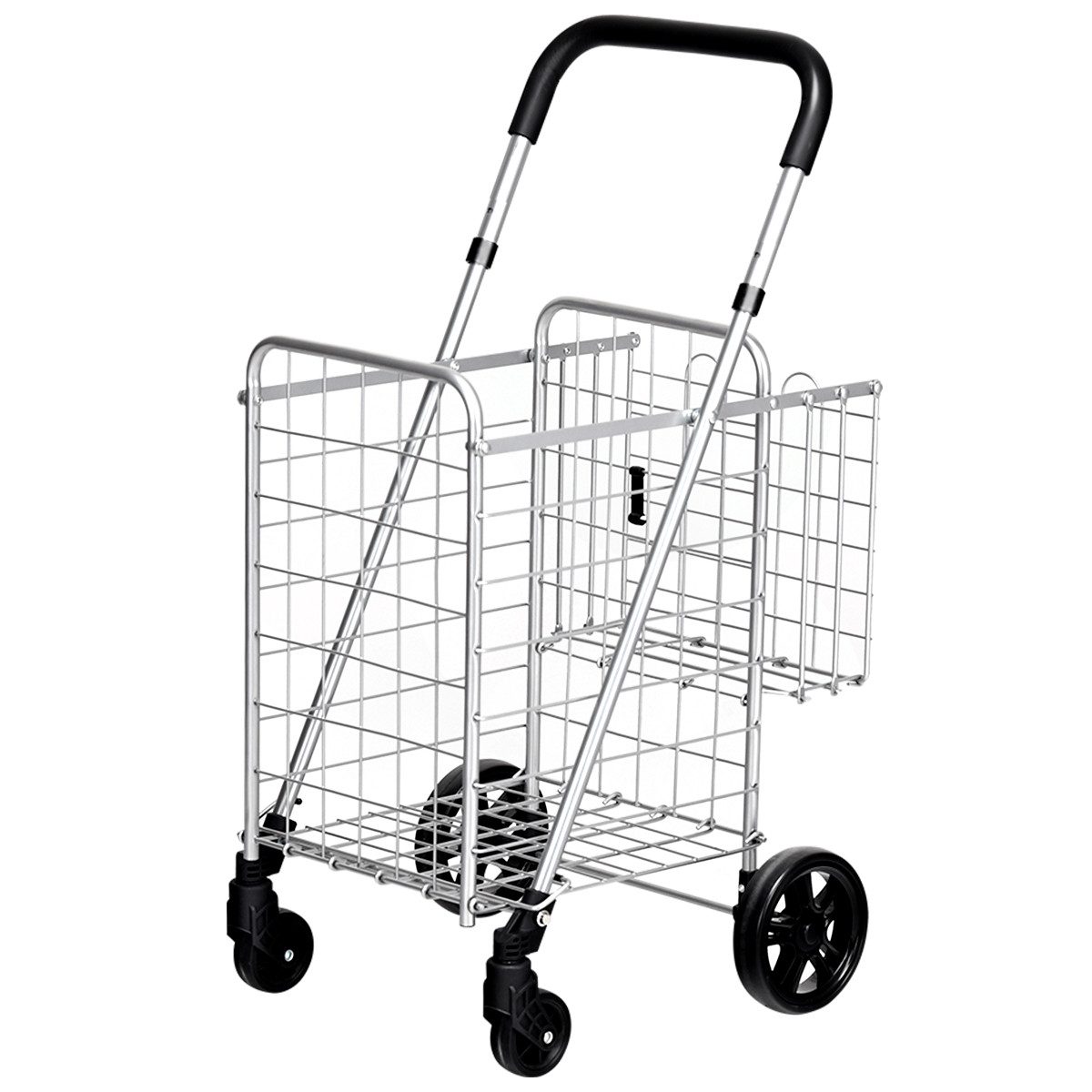 COSTWAY Einkaufstrolley, 48L+10L, mit verstellbarer Griff, klappbar
