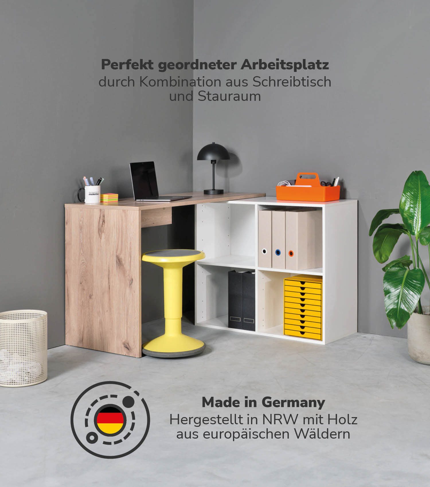 mokebo Eckschreibtisch Der Produktive (mit 4 günstig online kaufen