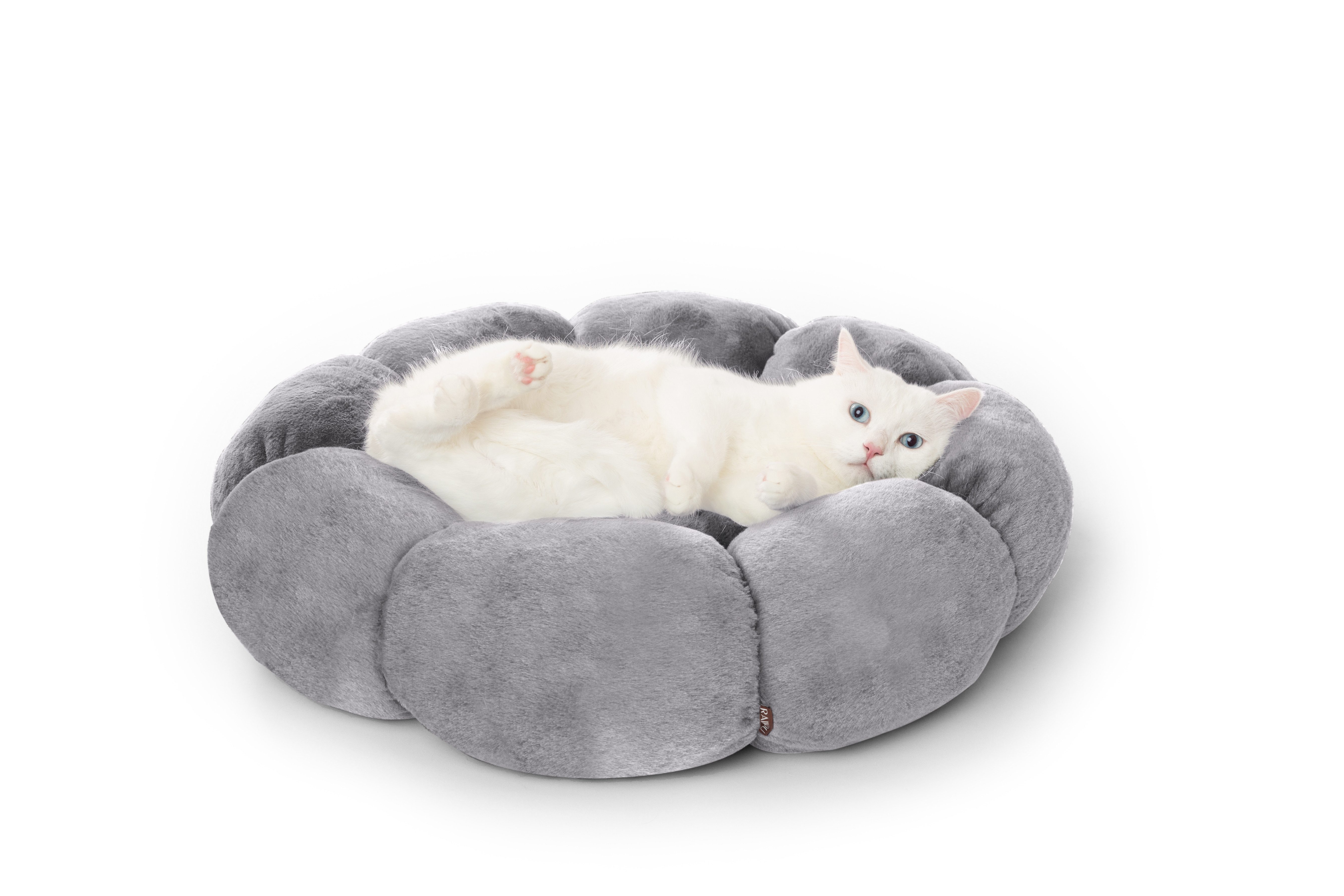 Beruhigendes Donut-Hundebett & Katzenbett – 61x61x20 Cm, Flauschiges Kunstfell, Rutschfeste Unterseite, Regenbogen