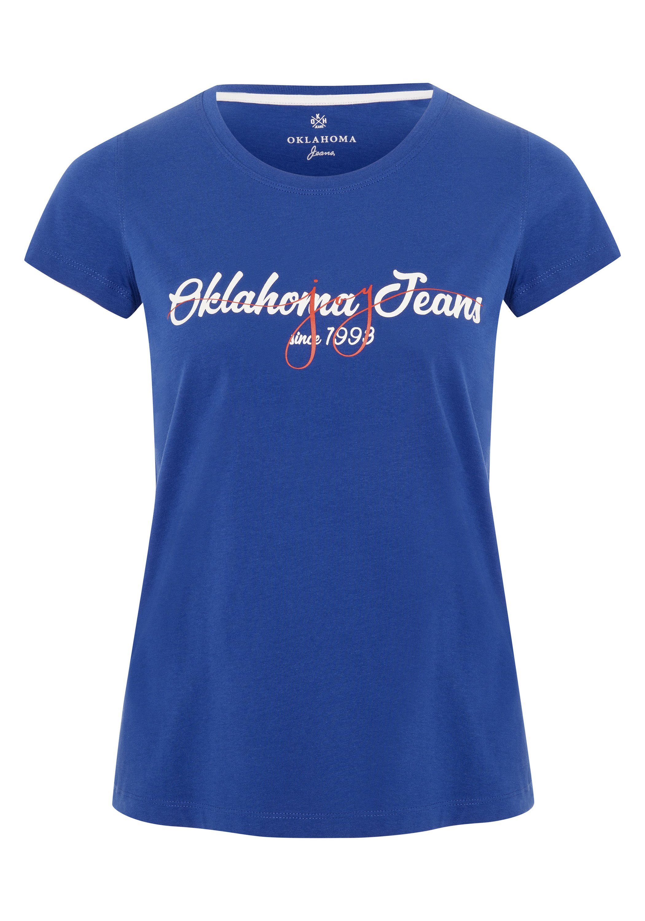 Oklahoma Jeans Print-Shirt Frontprint Blue mit Sodalite 19-3953