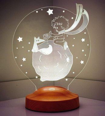 Geschenkelampe LED Nachttischlampe Le Petit Prince 3D Nachtlicht Geschenke für Kinder, Leuchte 7 Farben fest integriert, Geburtstagsgeschenk für Babys, Mädchen, Jungen
