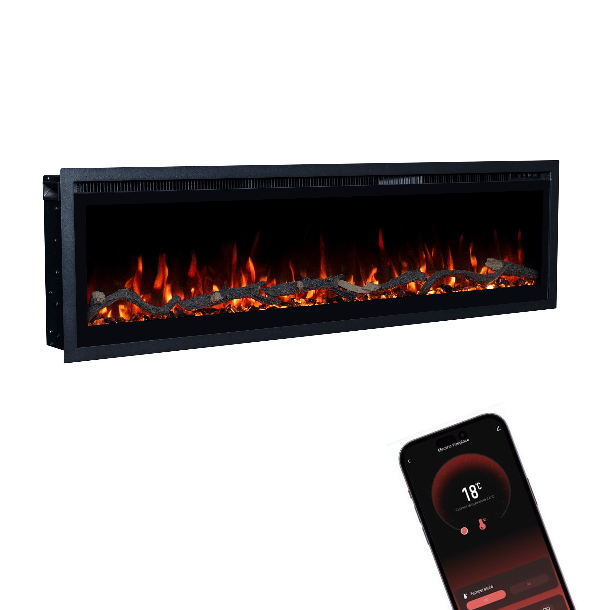 GLOW FIRE Elektrokamin GF Core Wandkamin mit 3D Feuer und Heizung (Thermost günstig online kaufen