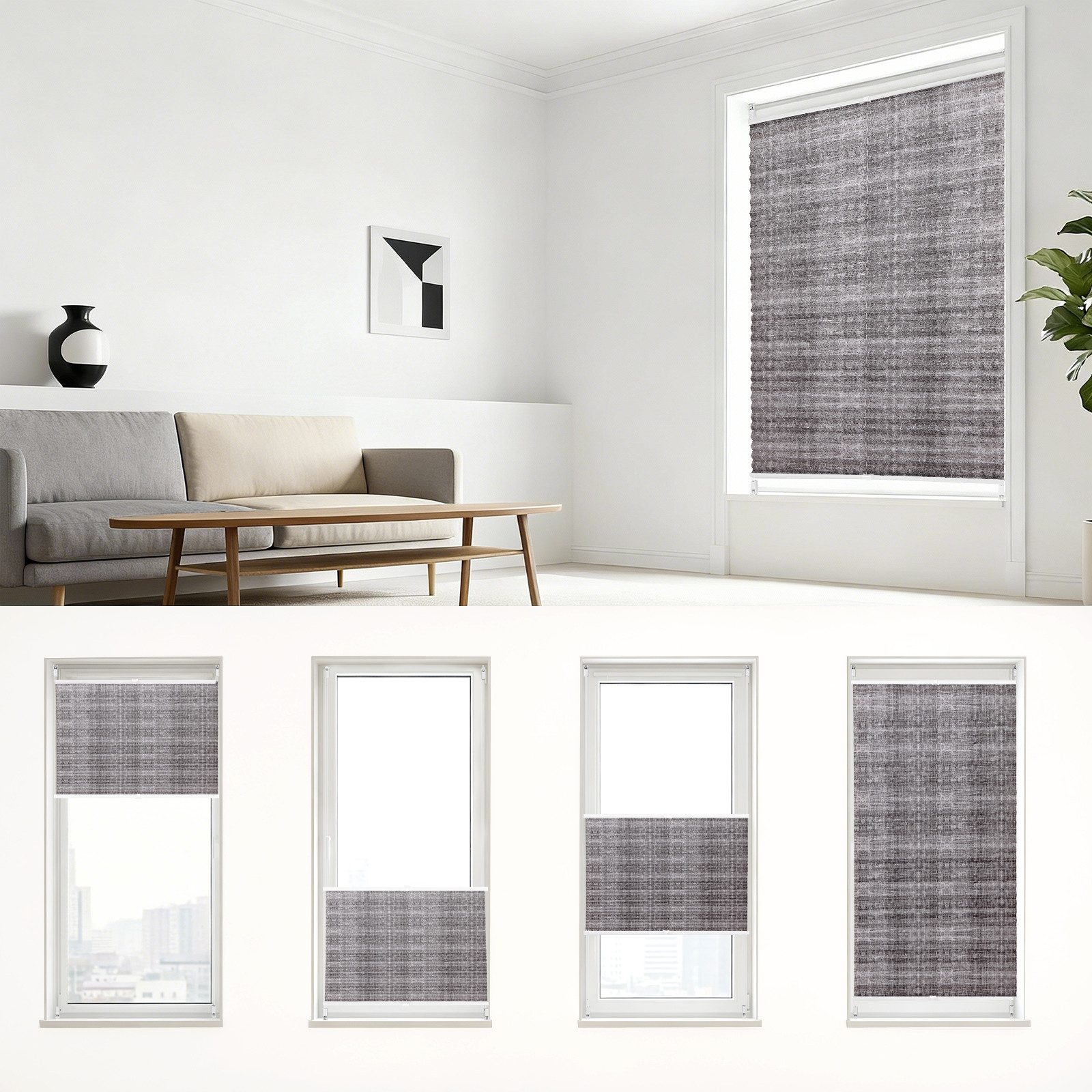 Sekey Plissee Plissee ohne Bohren Lichtschutz Rollo Klemmfix für Fenster & Tür
