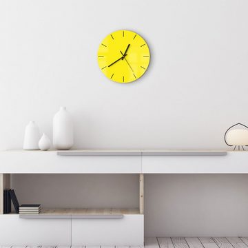 DEQORI Wanduhr 'Unifarben - Gelb' (Glas Glasuhr modern Wand Uhr Design Küchenuhr)