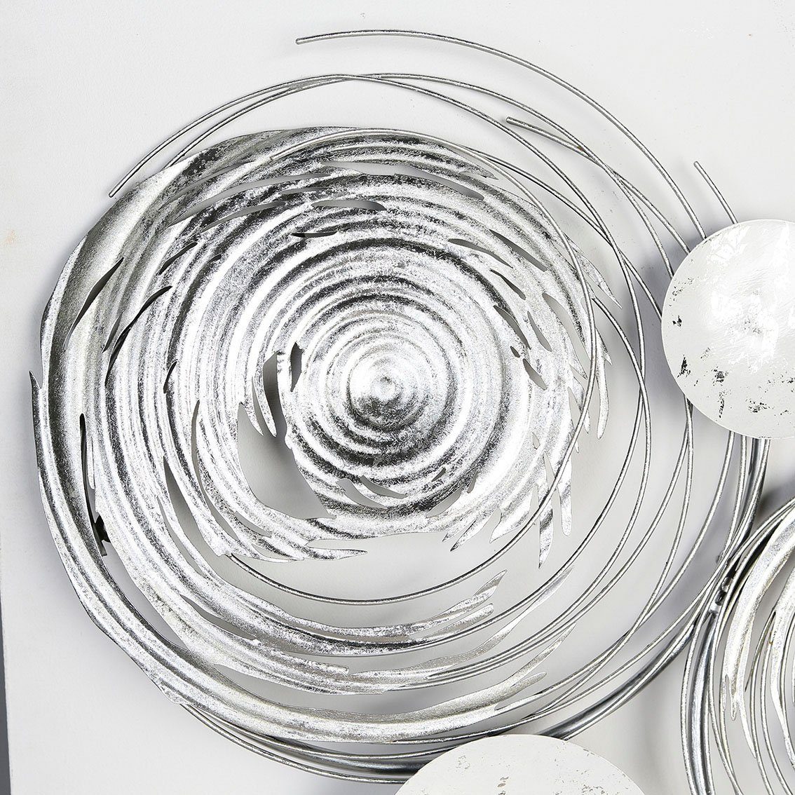 GILDE Wanddekoobjekt Wandrelief Circles, weiß/silber (1 günstig online kaufen
